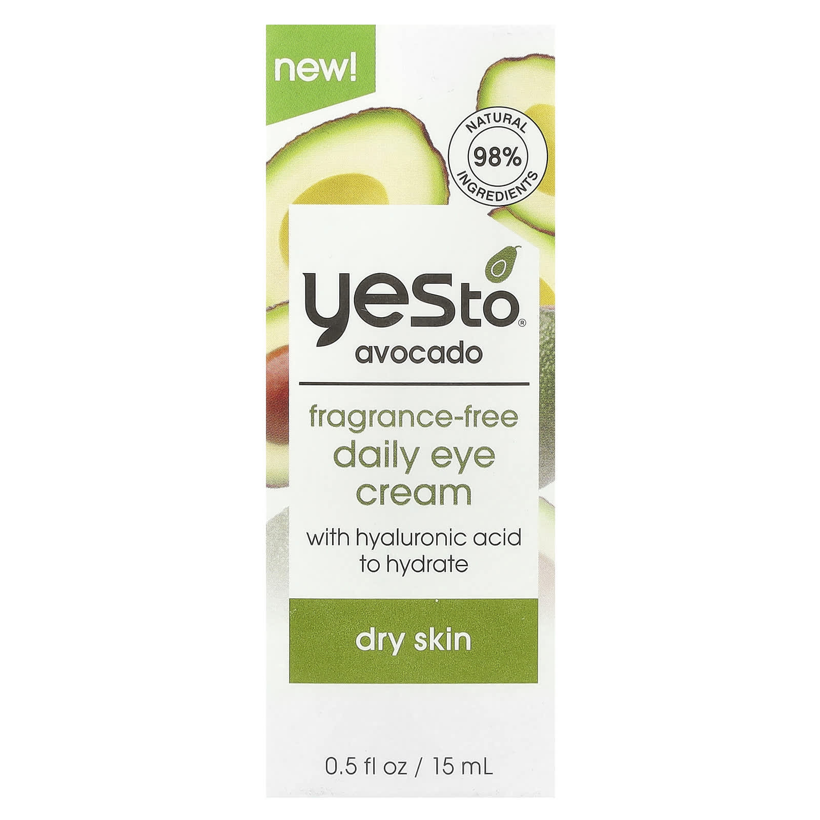Yes To, Fragrance-Free Daily Eye Cream, Dry Skin, Avocado, 0.5 fl oz (15 ml) - Image 2