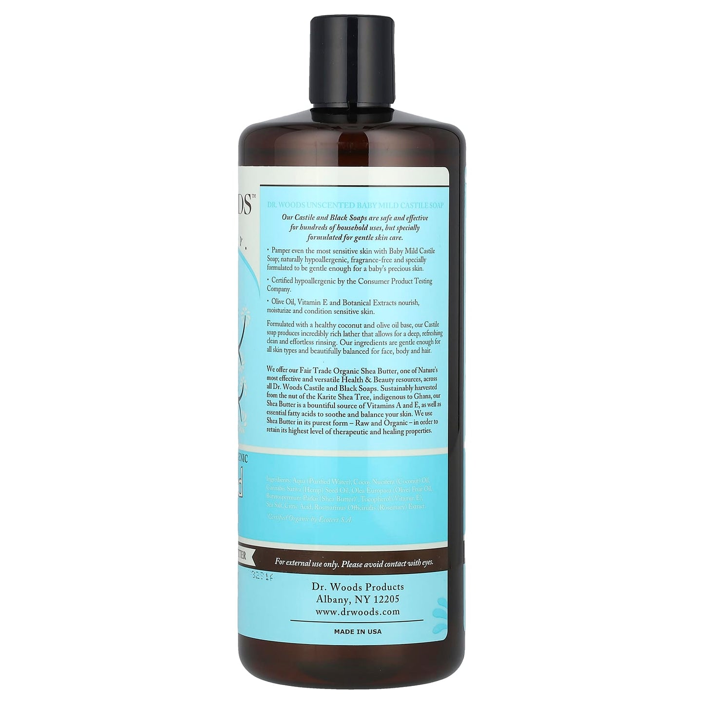 Dr. Woods Unscented Baby Mild Castile Soap for Sensitive Skin, 32 fl oz - Image 2