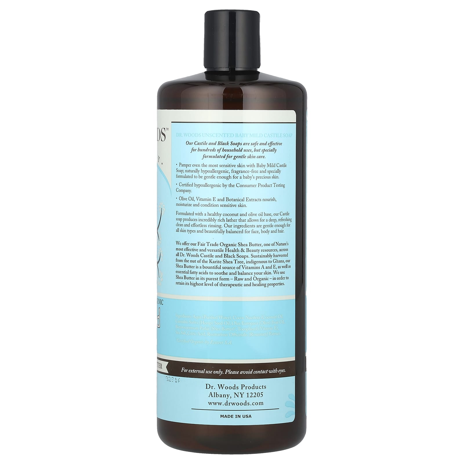 Dr. Woods Unscented Baby Mild Castile Soap for Sensitive Skin, 32 fl oz - Image 2