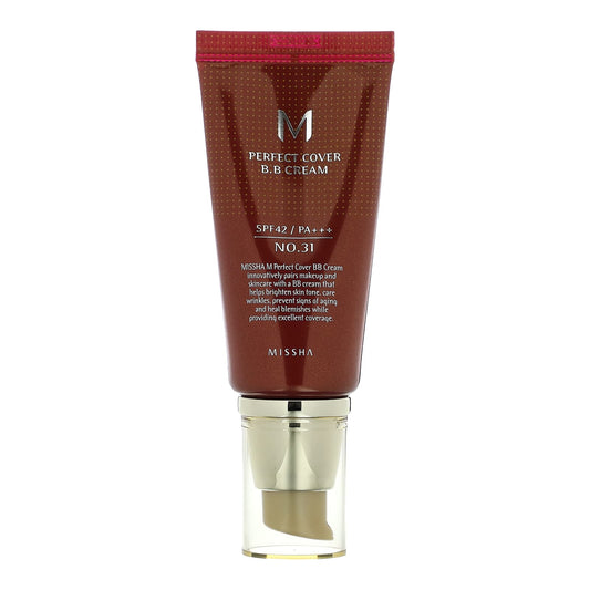 Missha, M Perfect Cover B.B Cream, SPF 42 PA+++, No. 31 Golden Beige, 1.7 fl oz (50 ml) - Image 1