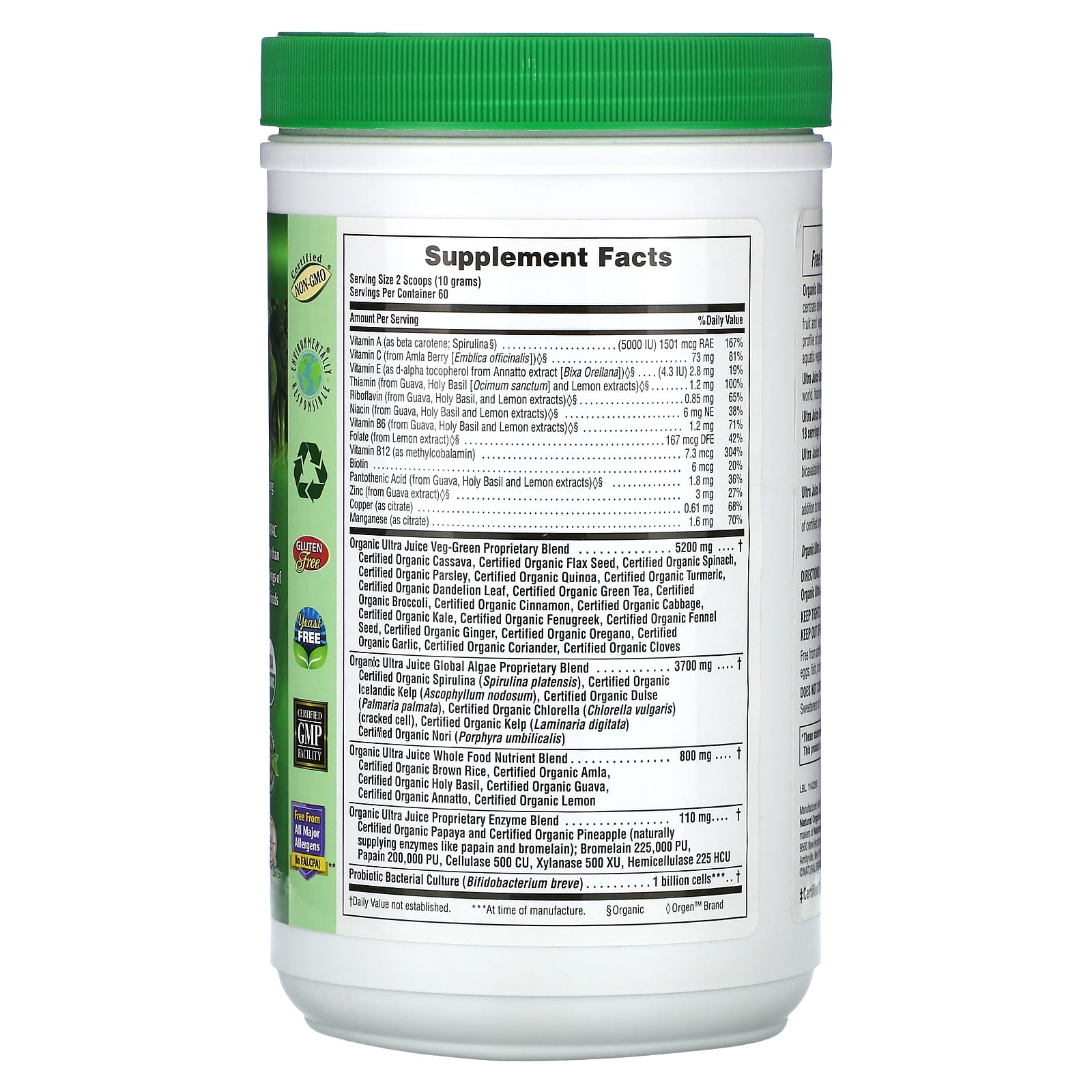 NaturesPlus, Organic Ultra Juice Green Powder, 1.32 lbs (600 g) - Image 2