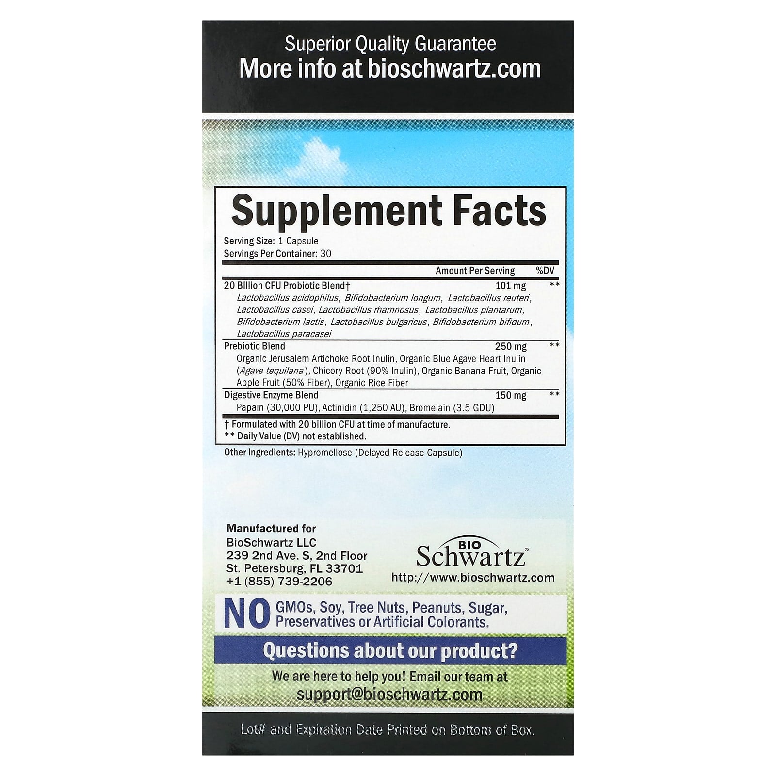 Advanced Strength Probiotics & Prebiotics by BioSchwartz - 20B CFU - Image 2