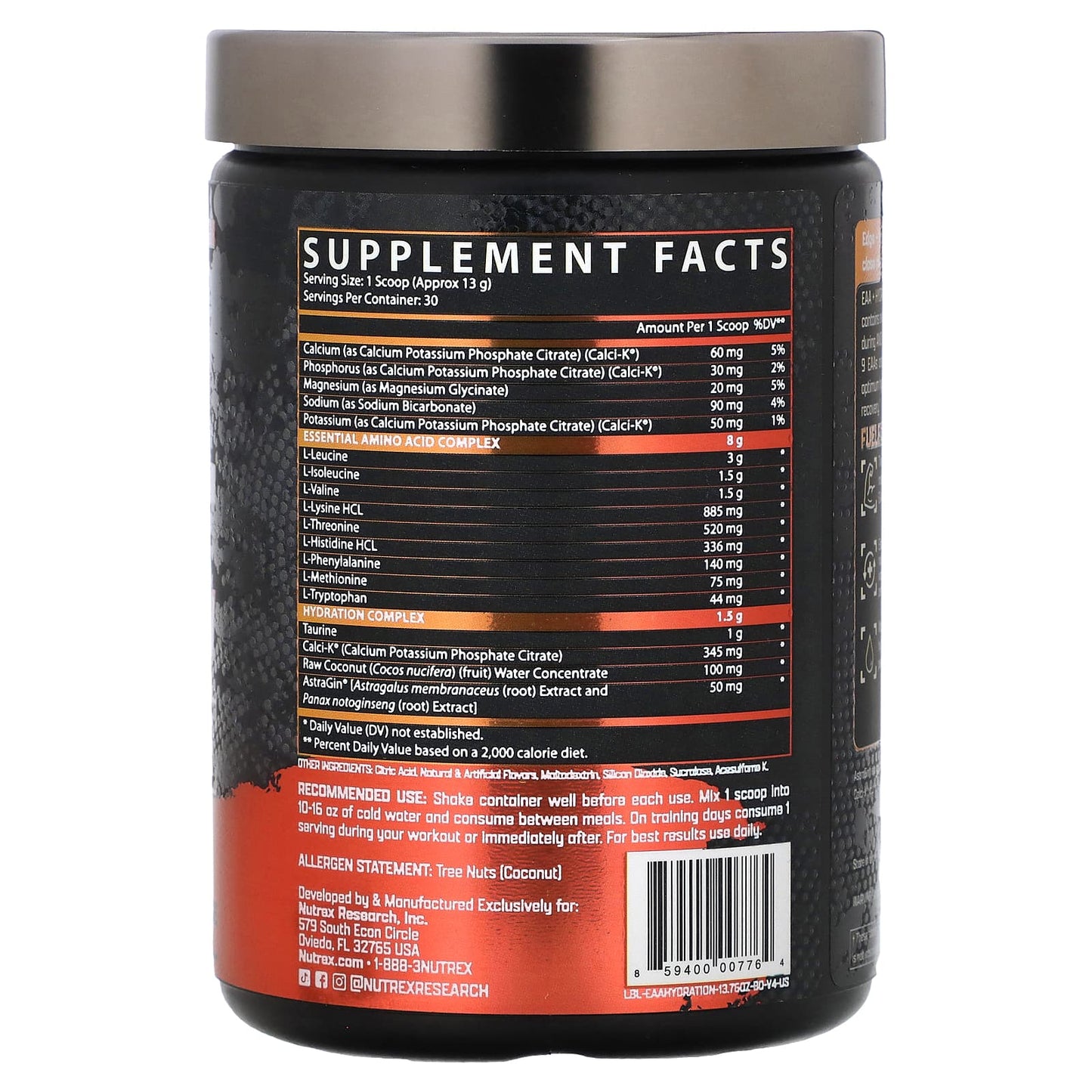 Nutrex Research, EAA+ Hydration, Blood Orange, 13.76 oz (390 g) - Image 2