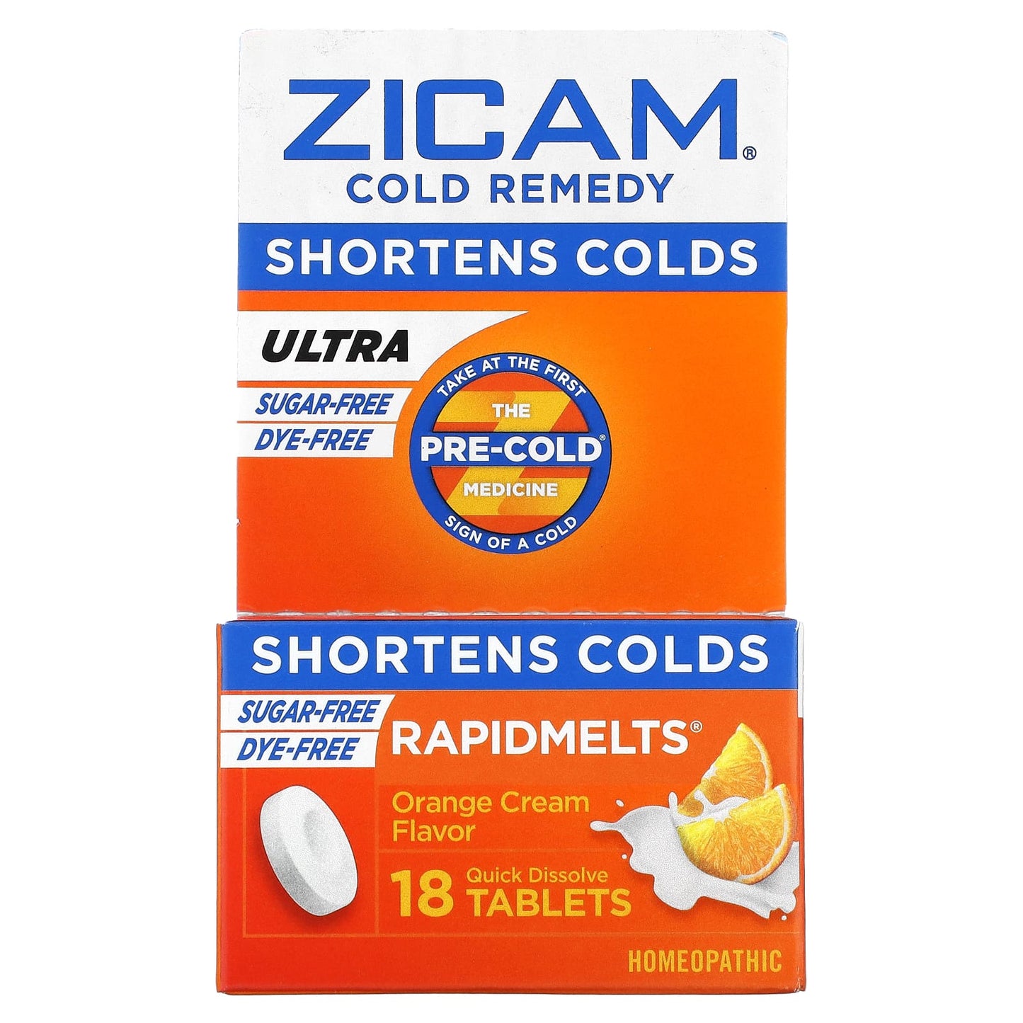 Zicam, Ultra Cold Remedy, RapidMelts, Orange Cream, 18 Quick Dissolve Tablets - Image 1