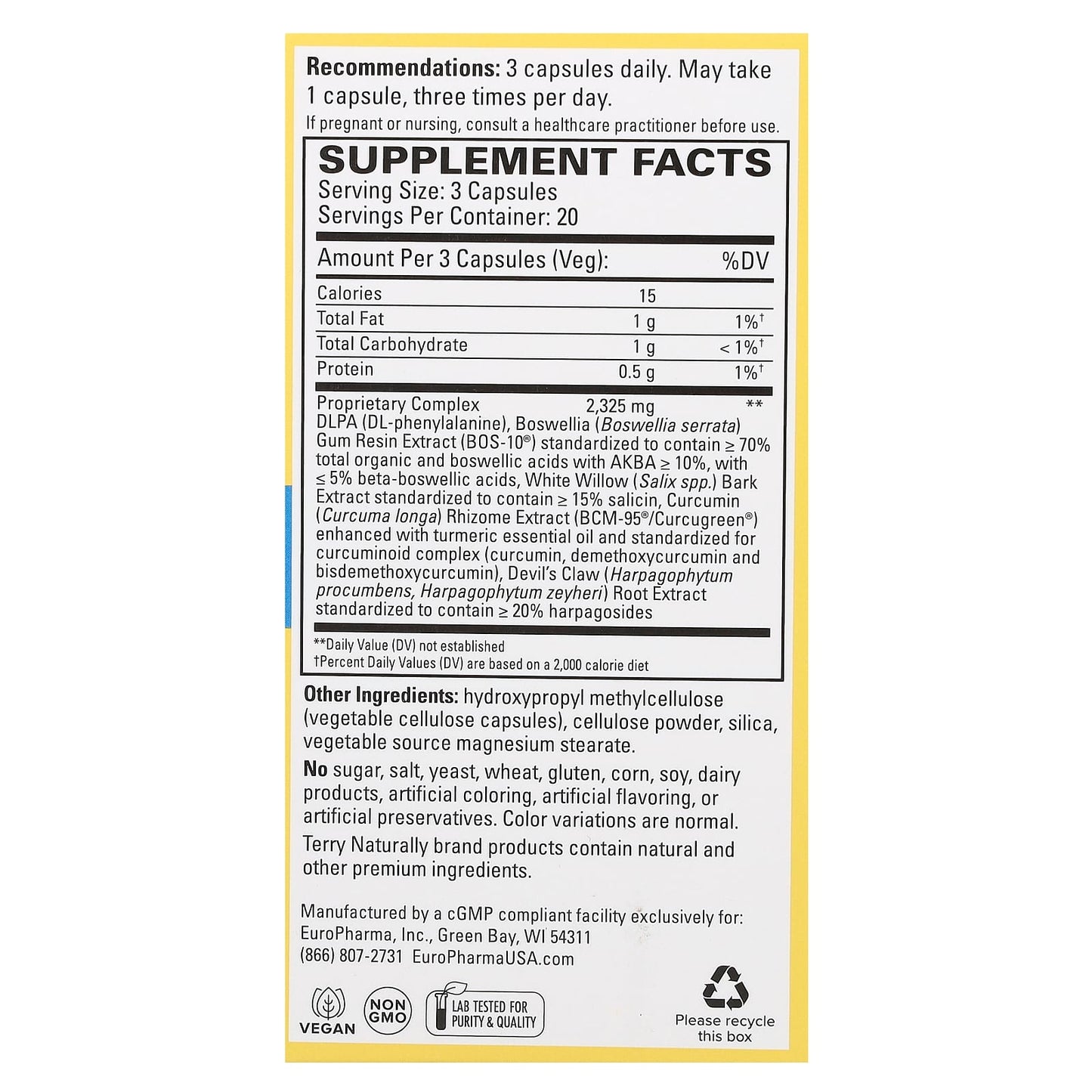 Terry Naturally, Curamin, Low Back Pain Relief, 60 Capsules - Image 2
