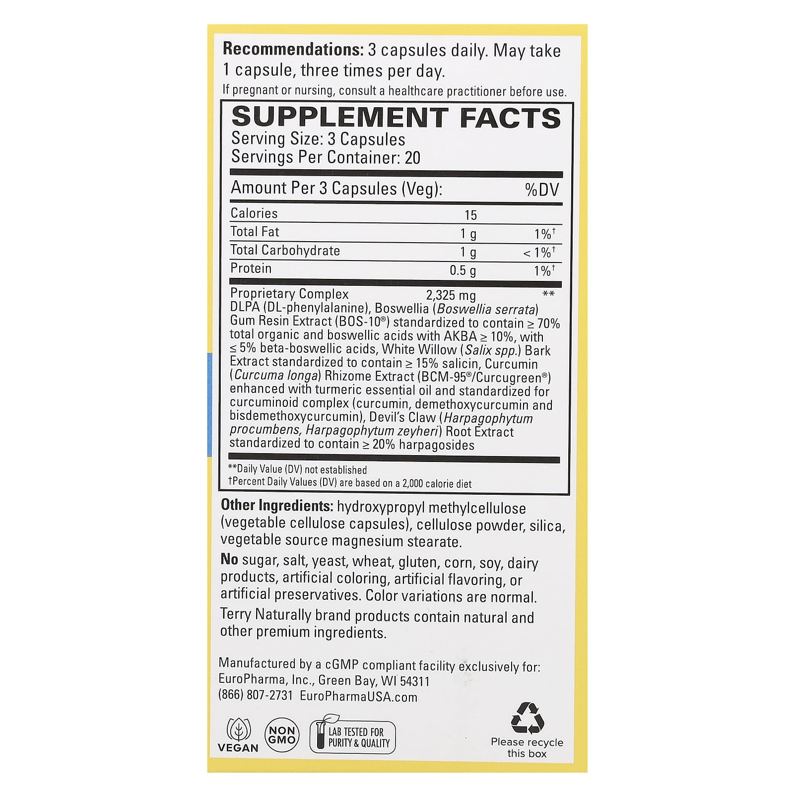 Terry Naturally, Curamin, Low Back Pain Relief, 60 Capsules - Image 2