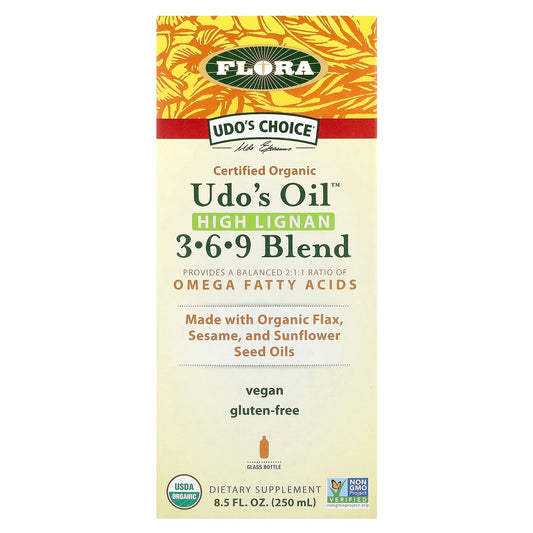 Udo's Choice Organic High Lignan Omega Blend 3-6-9, 8.5 fl oz - Image 1