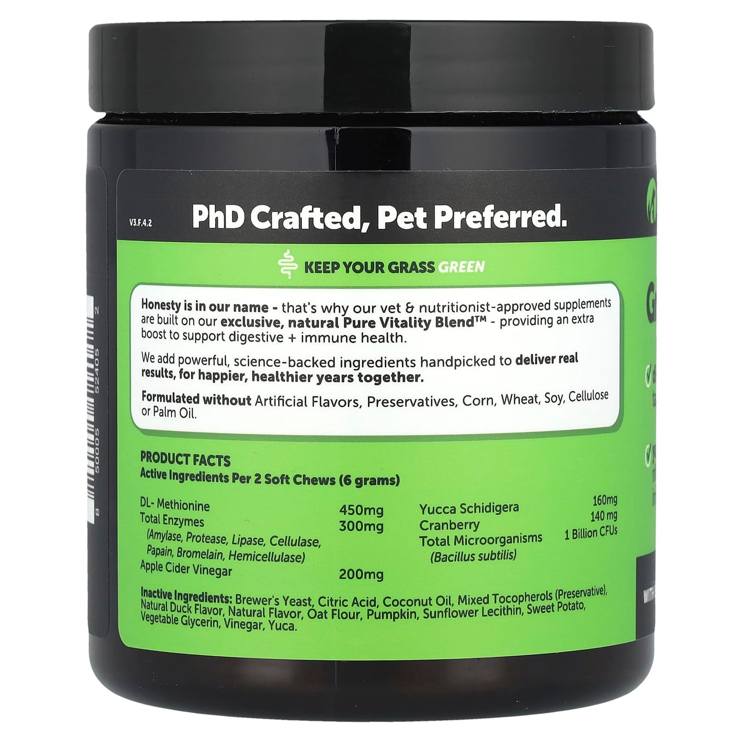 Pet Honesty, Grass Green, For Dogs, Duck, 90 Soft Chews, 9.5 oz (270 g) - Image 2