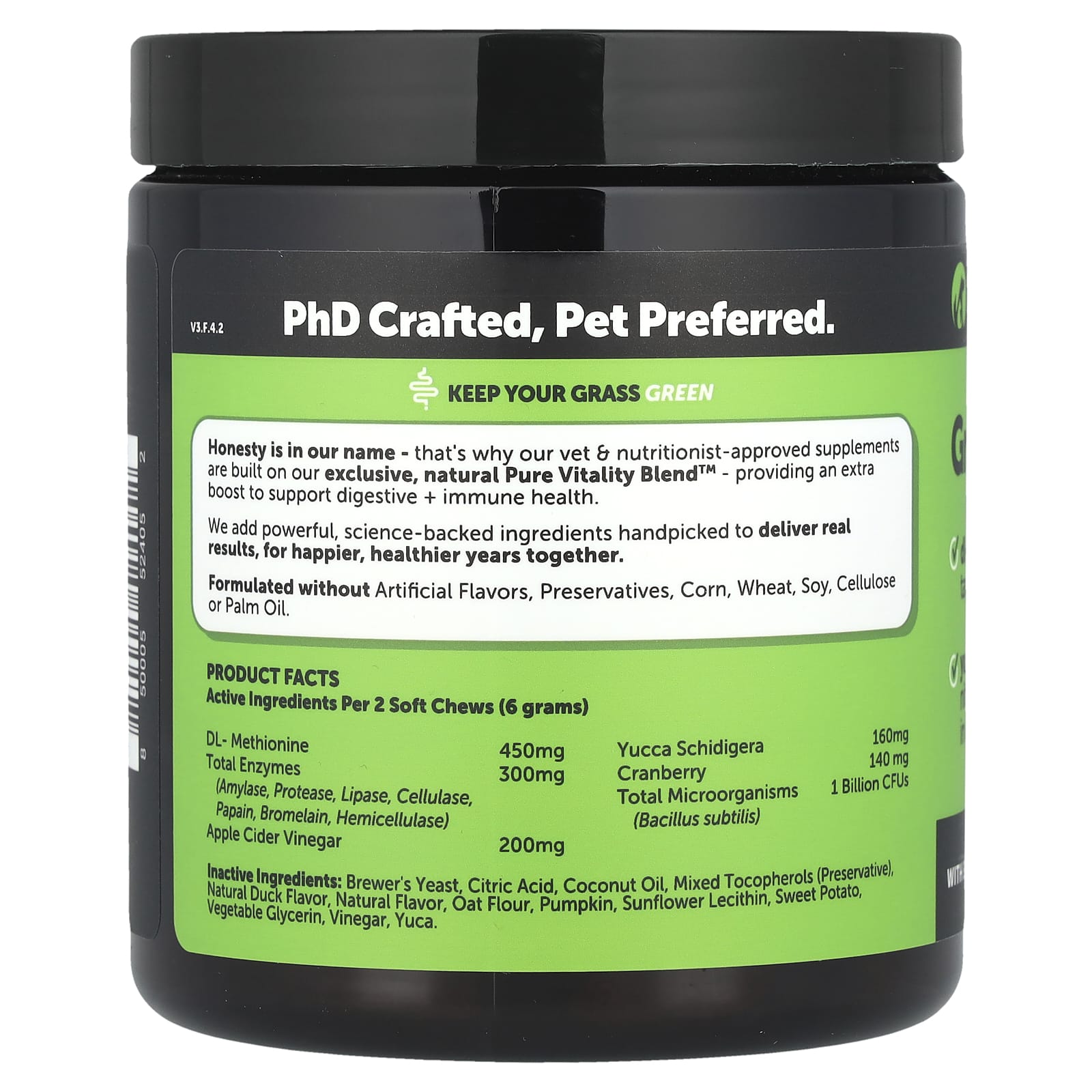 Pet Honesty, Grass Green, For Dogs, Duck, 90 Soft Chews, 9.5 oz (270 g) - Image 2