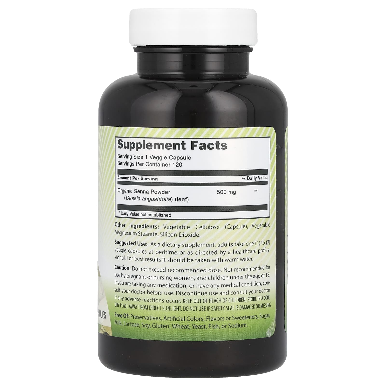 Natural Senna Leaf Dietary Supplement for Digestive Health - 120 Veggie Capsules - Image 2