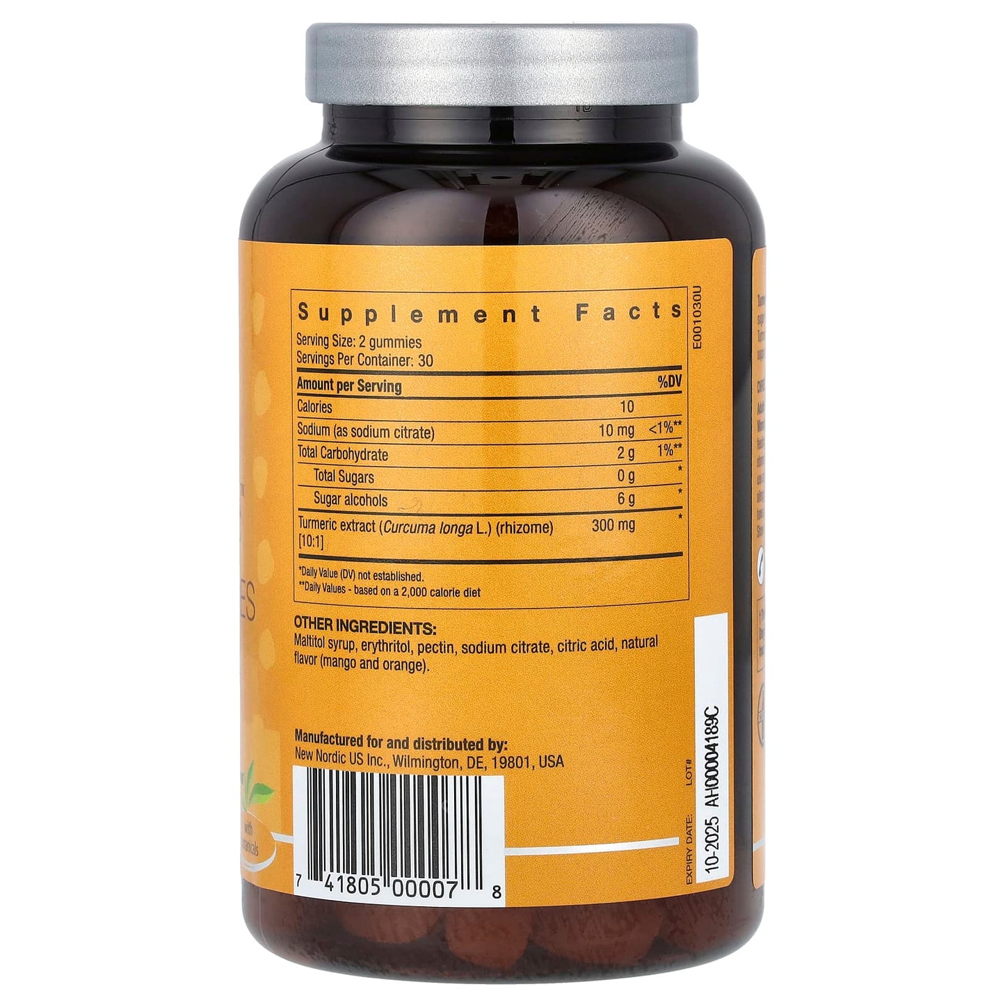 New Nordic, Turmeric Vegan Gummies with Curcuma Extract, Mango-Orange, 60 Gummies (150 mg per Gummy) - Image 2