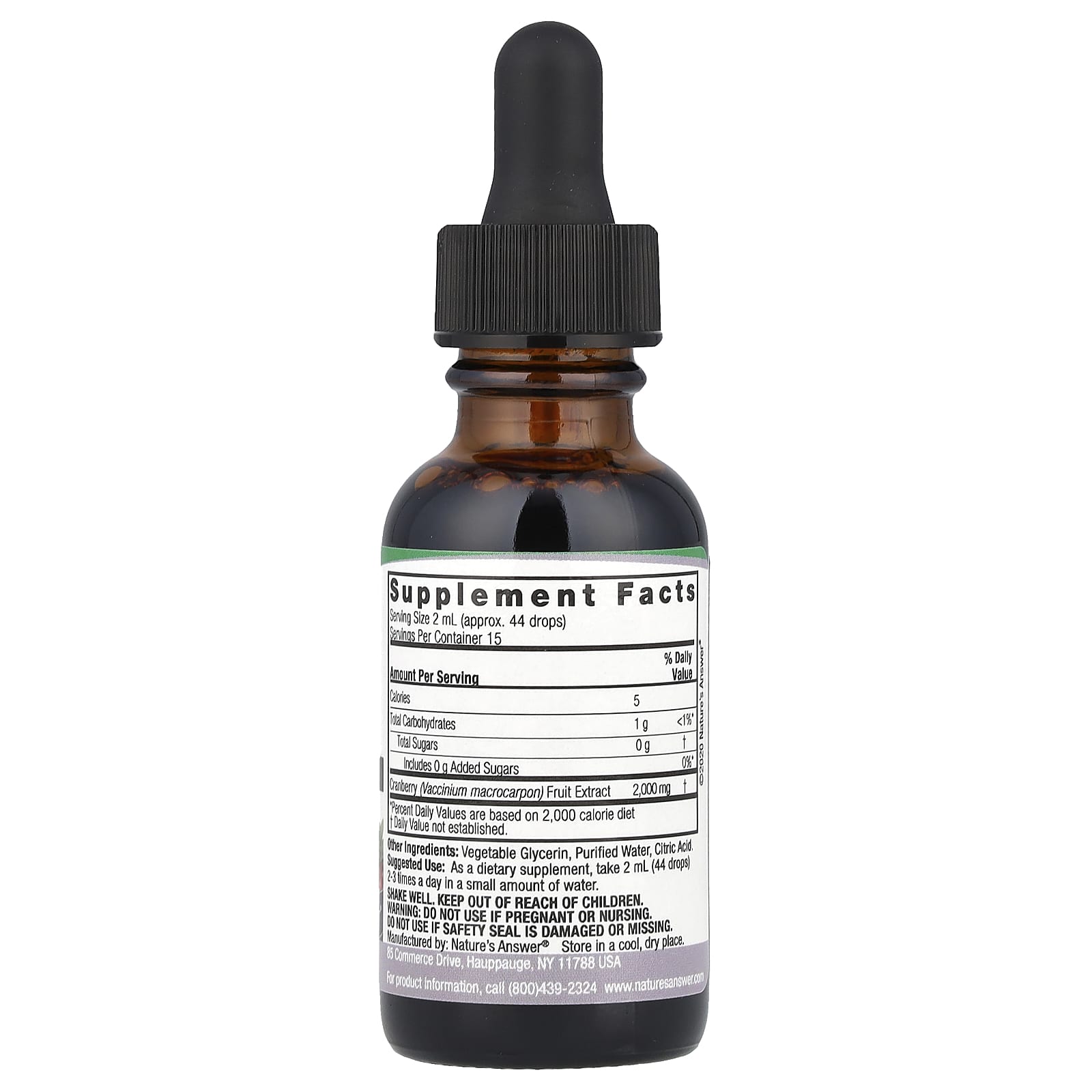 Nature's Answer, Cranberry Extract, Alcohol-Free, 2,000 mg, 1 fl oz (30 ml) - Image 2