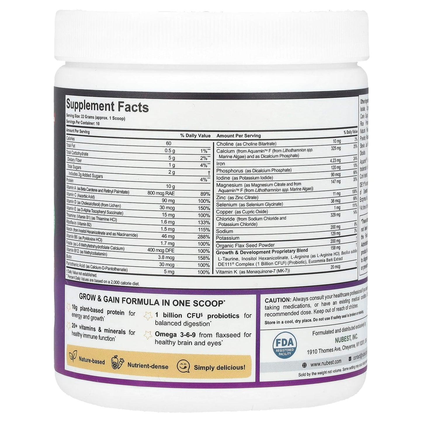 NuBest, Nubest Tall®, Growth Protein Powder, For Kids & Teens 4 +, Vanilla, 7.76 oz (220 g ) - Image 2