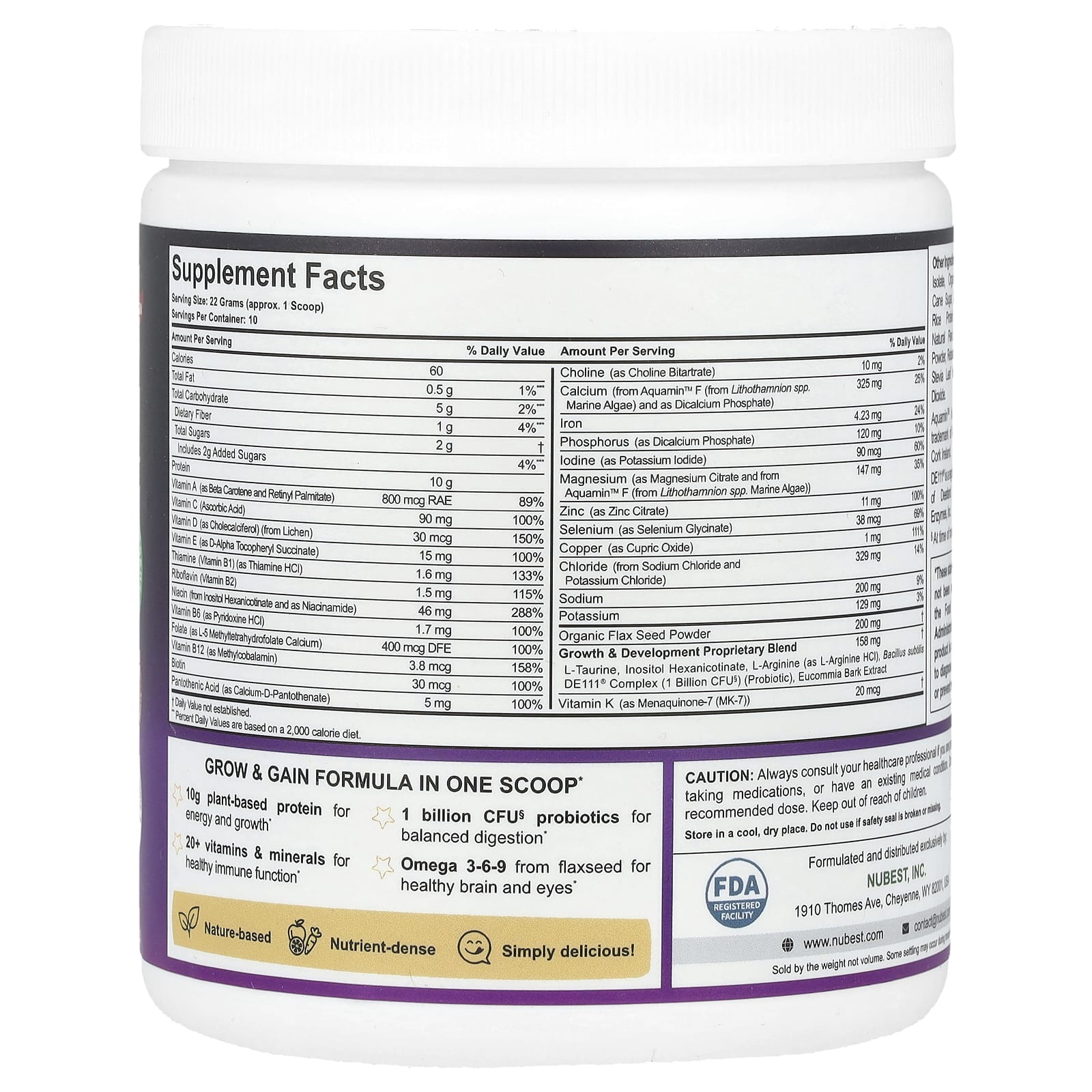 NuBest, Nubest Tall®, Growth Protein Powder, For Kids & Teens 4 +, Vanilla, 7.76 oz (220 g ) - Image 2