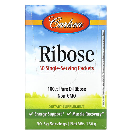 Carlson Pure D-Ribose for Energy & Muscle Recovery - 30 Single Serving Packets - Image 1