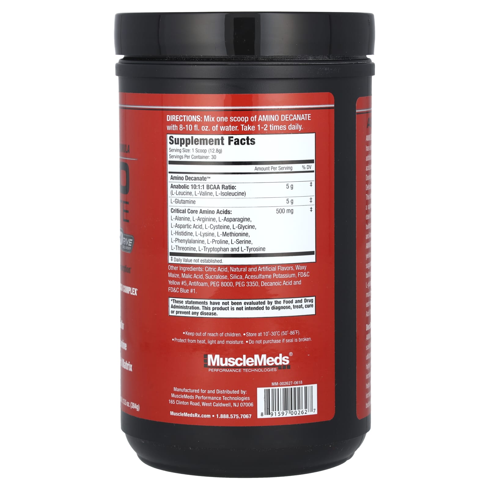 MuscleMeds, Amino Decanate, Citrus Lime, 13.5 oz (384 g) - Image 2