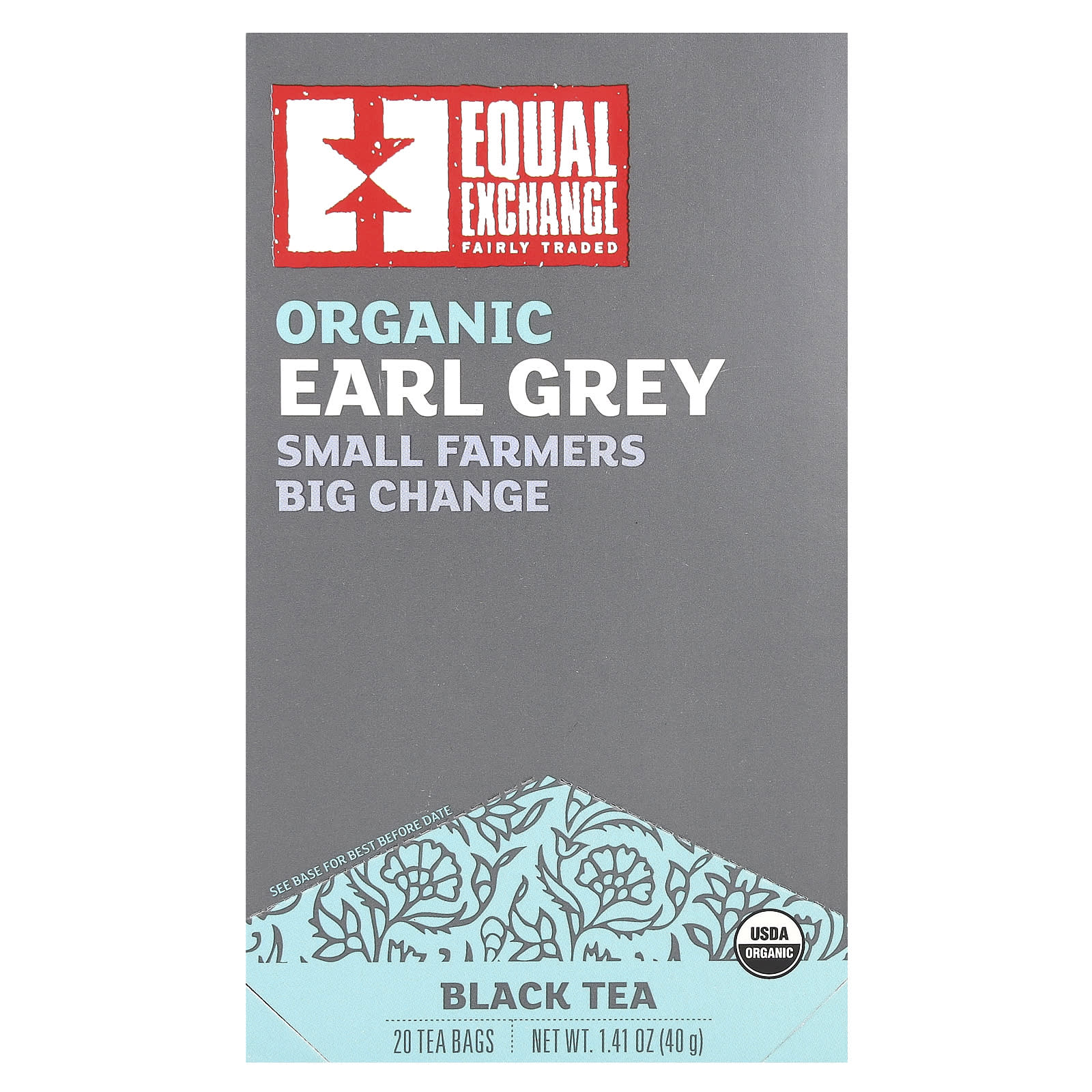 Organic Fair Trade Earl Grey Black Tea by Equal Exchange, 20 Tea Bags - Image 1