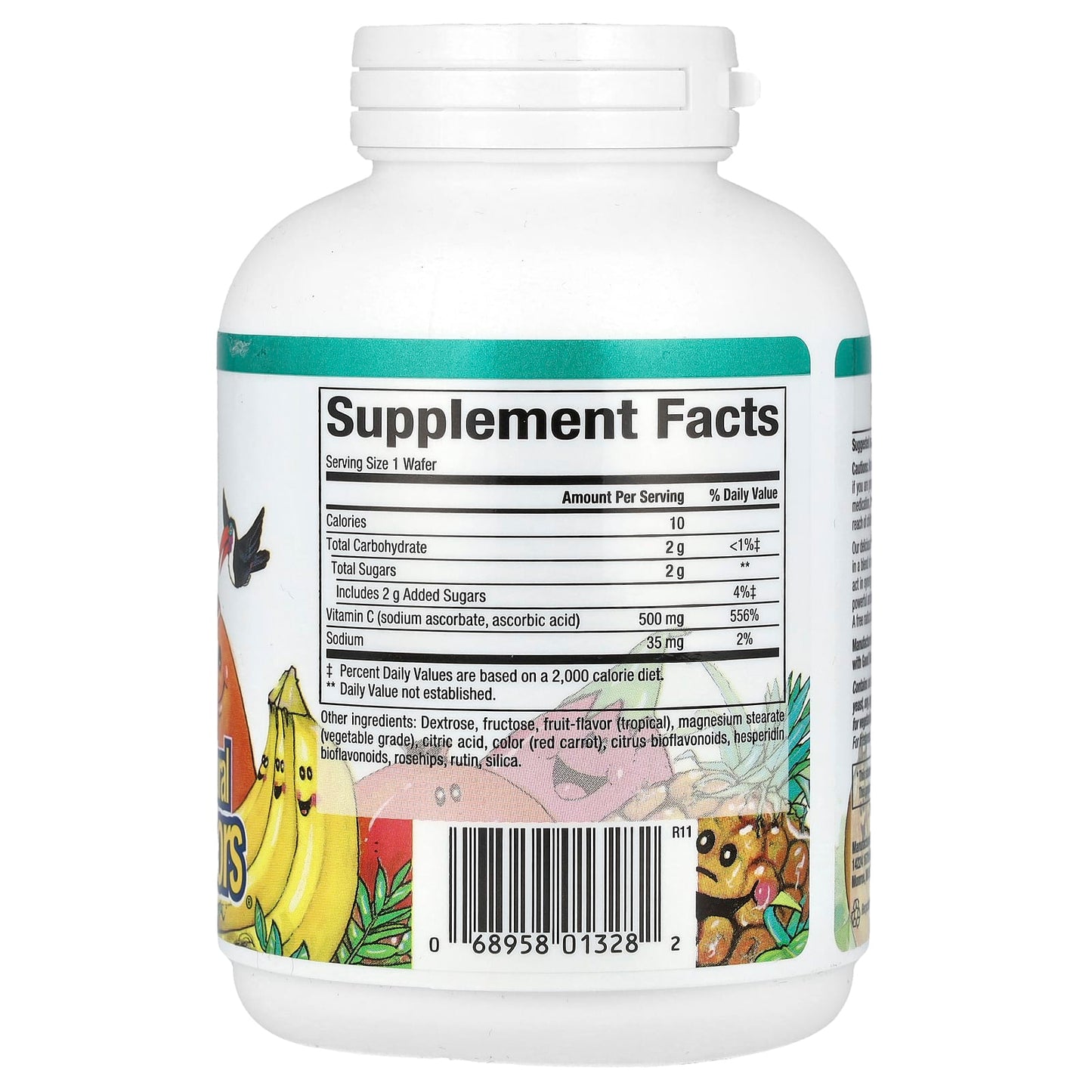 Natural Factors, Fruit-Flavor Chew Vitamin C, Tropical, 500 mg, 90 Chewable Wafers - Image 2