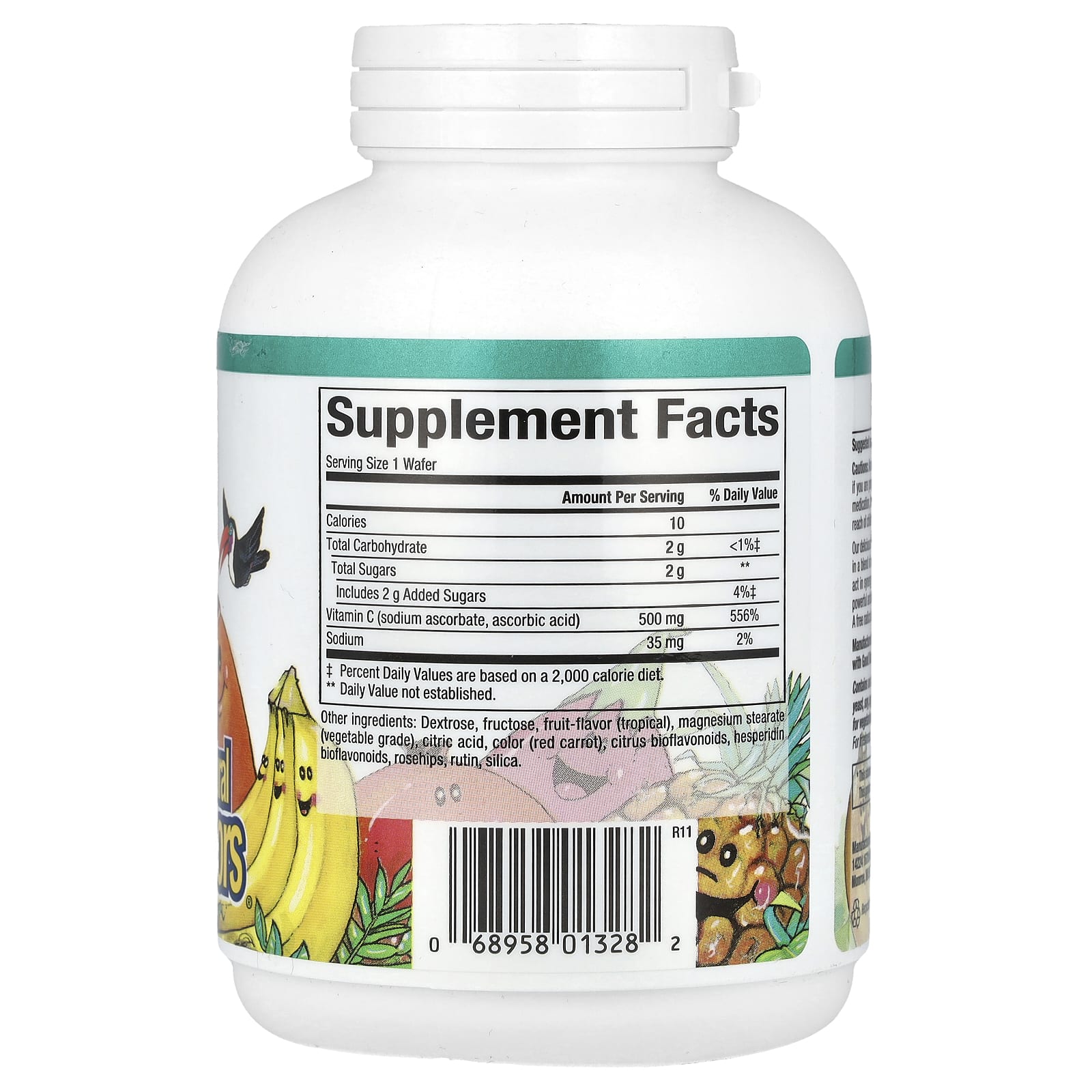 Natural Factors, Fruit-Flavor Chew Vitamin C, Tropical, 500 mg, 90 Chewable Wafers - Image 2