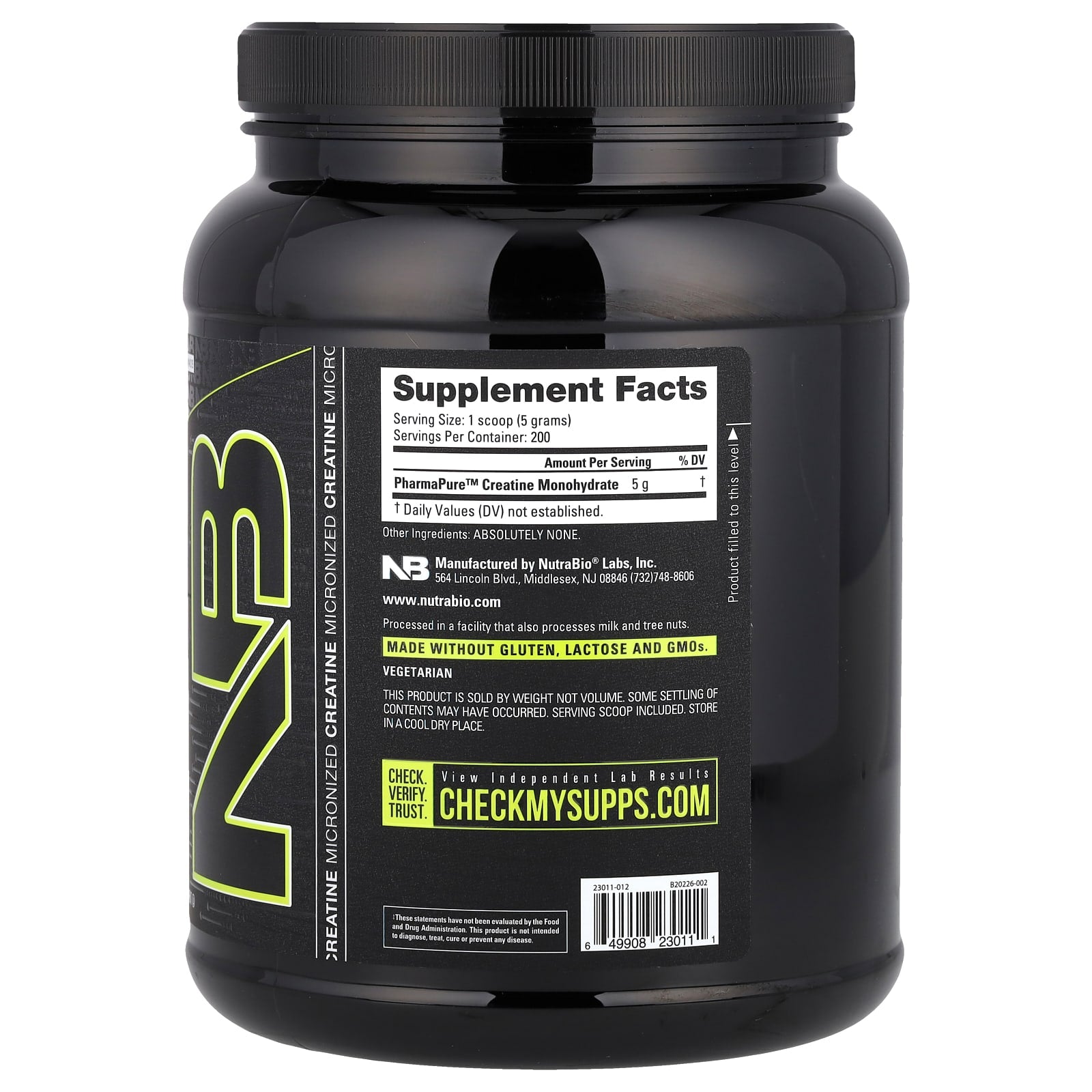 NutraBio, Performance, Micronized Creatine Monohydrate, 35.3 oz (1,000 g) - Image 2