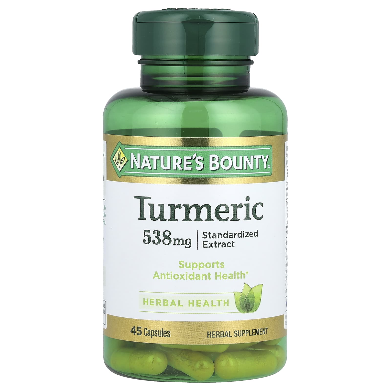 Nature's Bounty, Turmeric, Standardized Extract, 538 mg, 45 Capsules - Image 1