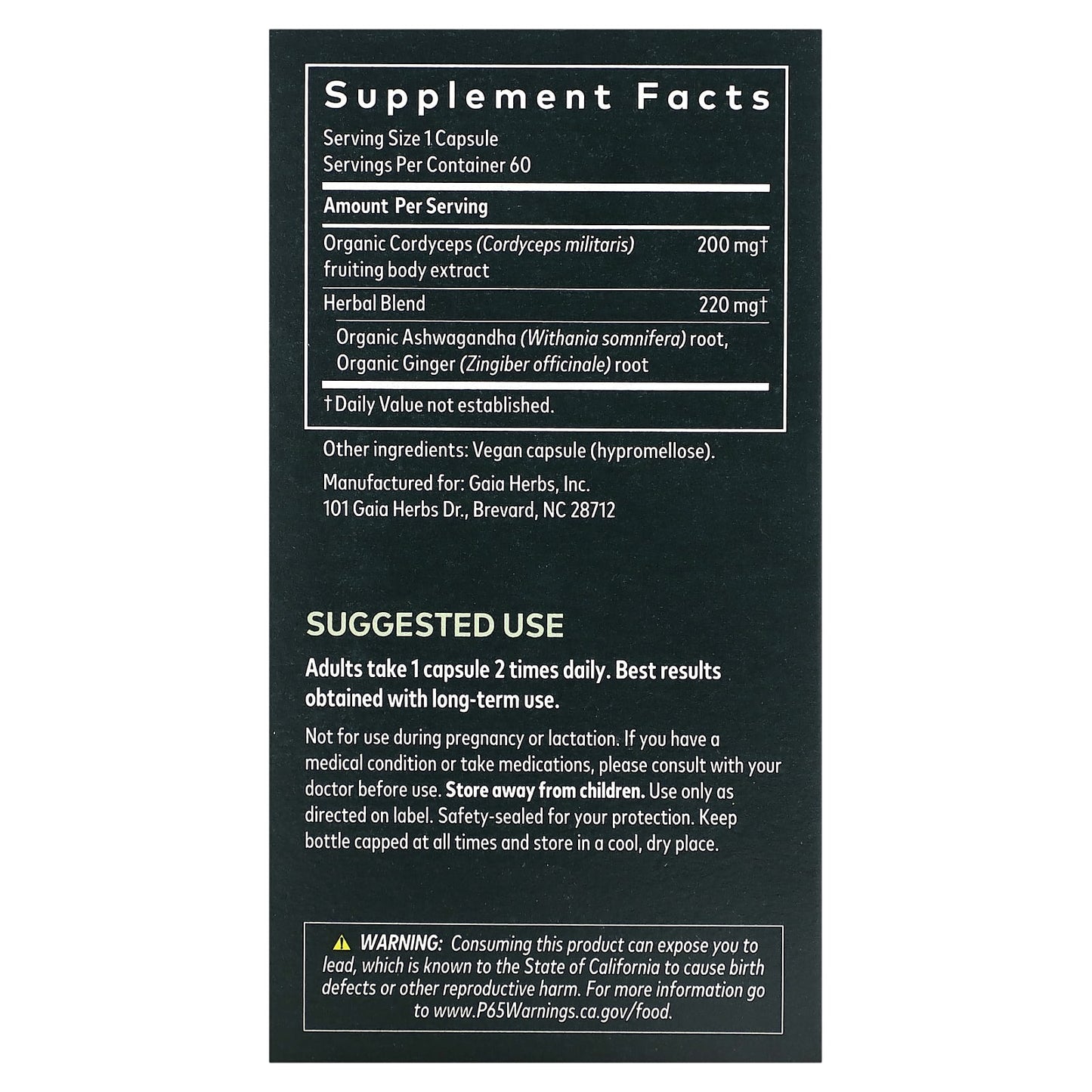 Cordyceps & Ashwagandha Energy Support - 60 Vegan Capsules - Image 2