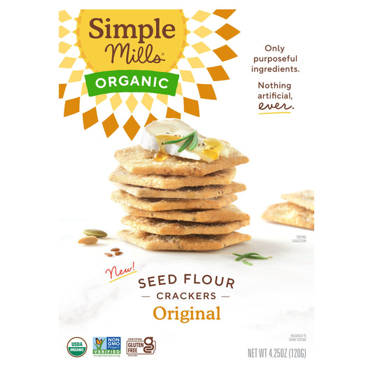 Simple Mills, Organic Seed Flour Crackers, Original, 4.25 oz (120 g) - Image 1