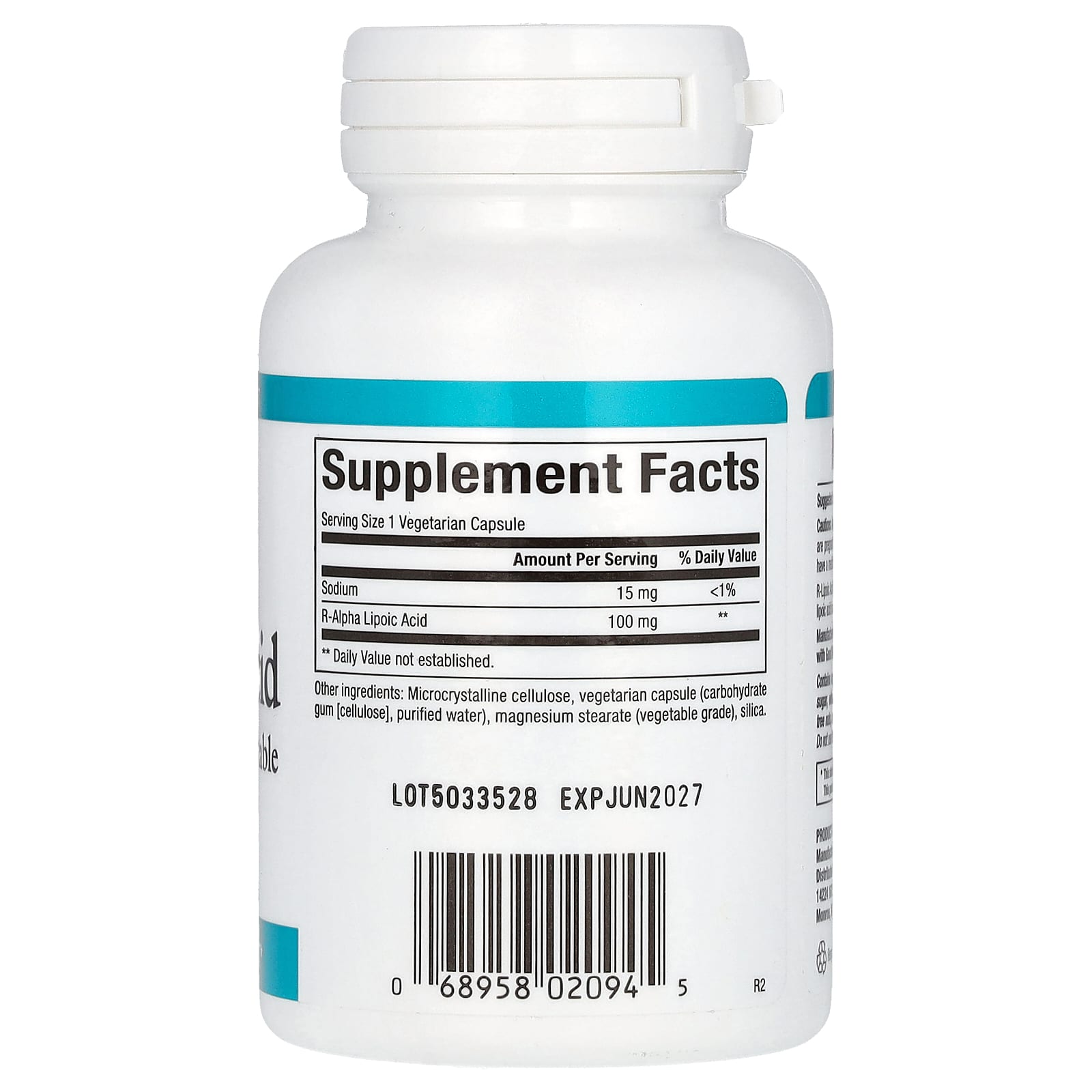 Natural Factors, R-Lipoic Acid, 100 mg, 60 Vegetarian Capsules - Image 2