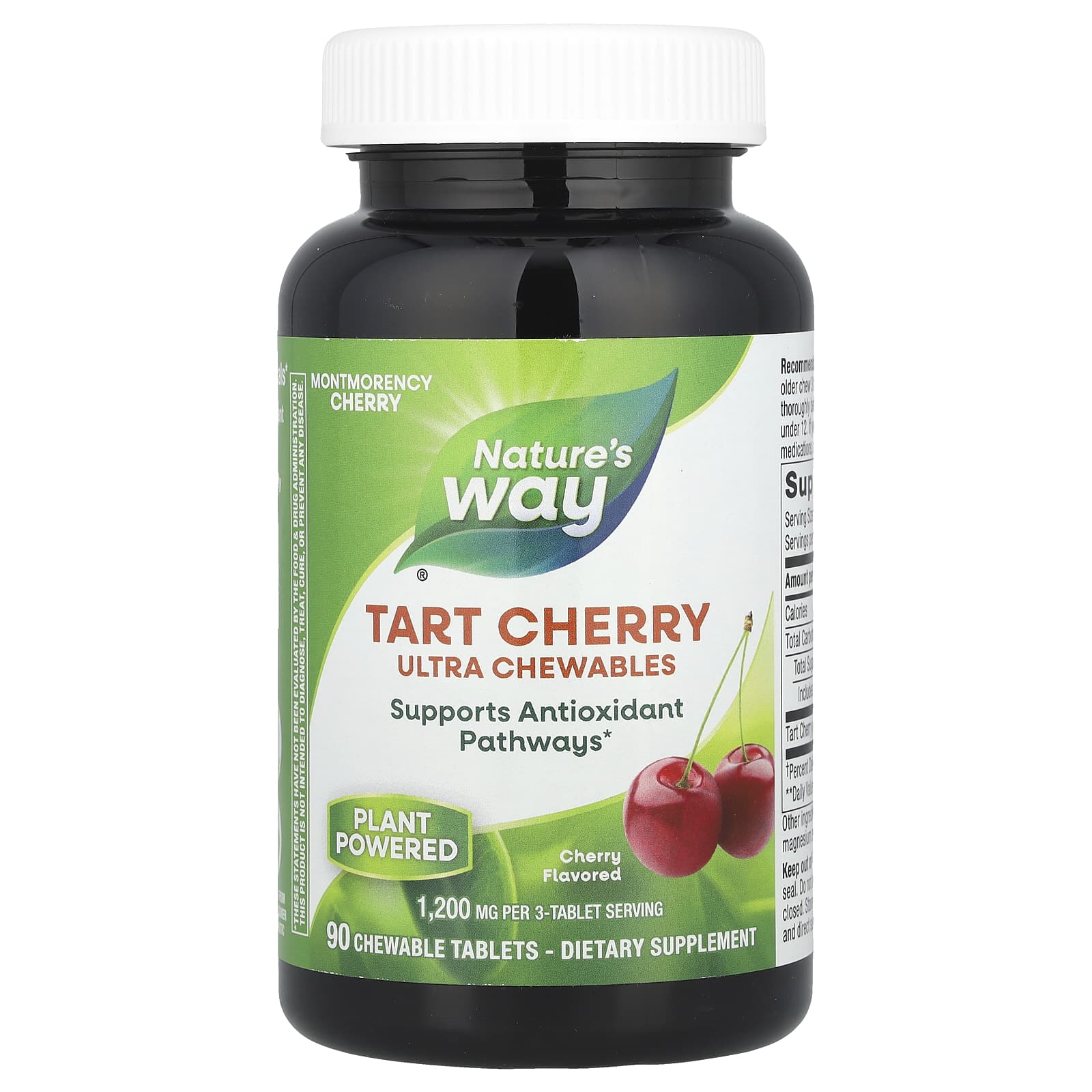 Nature's Way, Tart Cherry, Ultra Chewables, Cherry, 90 Chewable Tablets (400 mg per Tablet) - Image 1