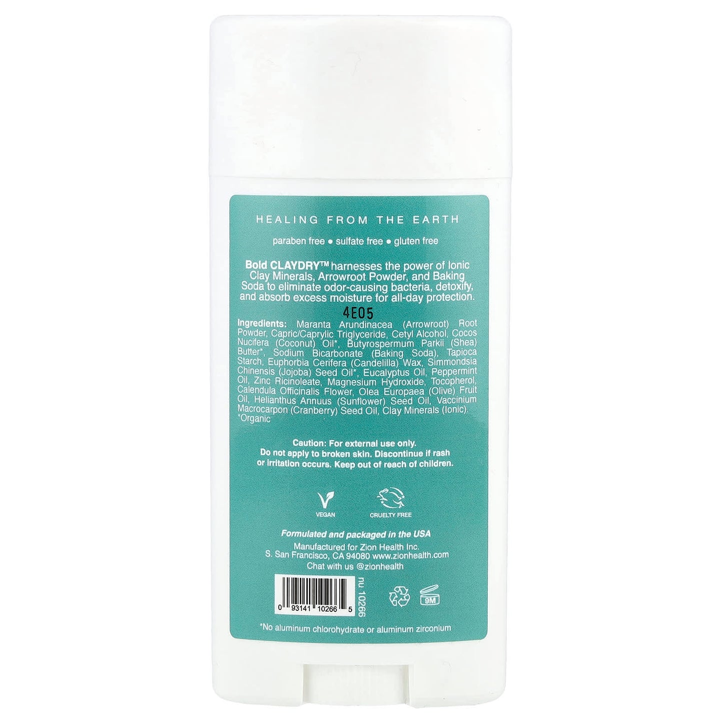 Zion Health, Bold, ClayDry Deodorant, Eucalyptus Mint, 2.8 oz (80 g) - Image 2