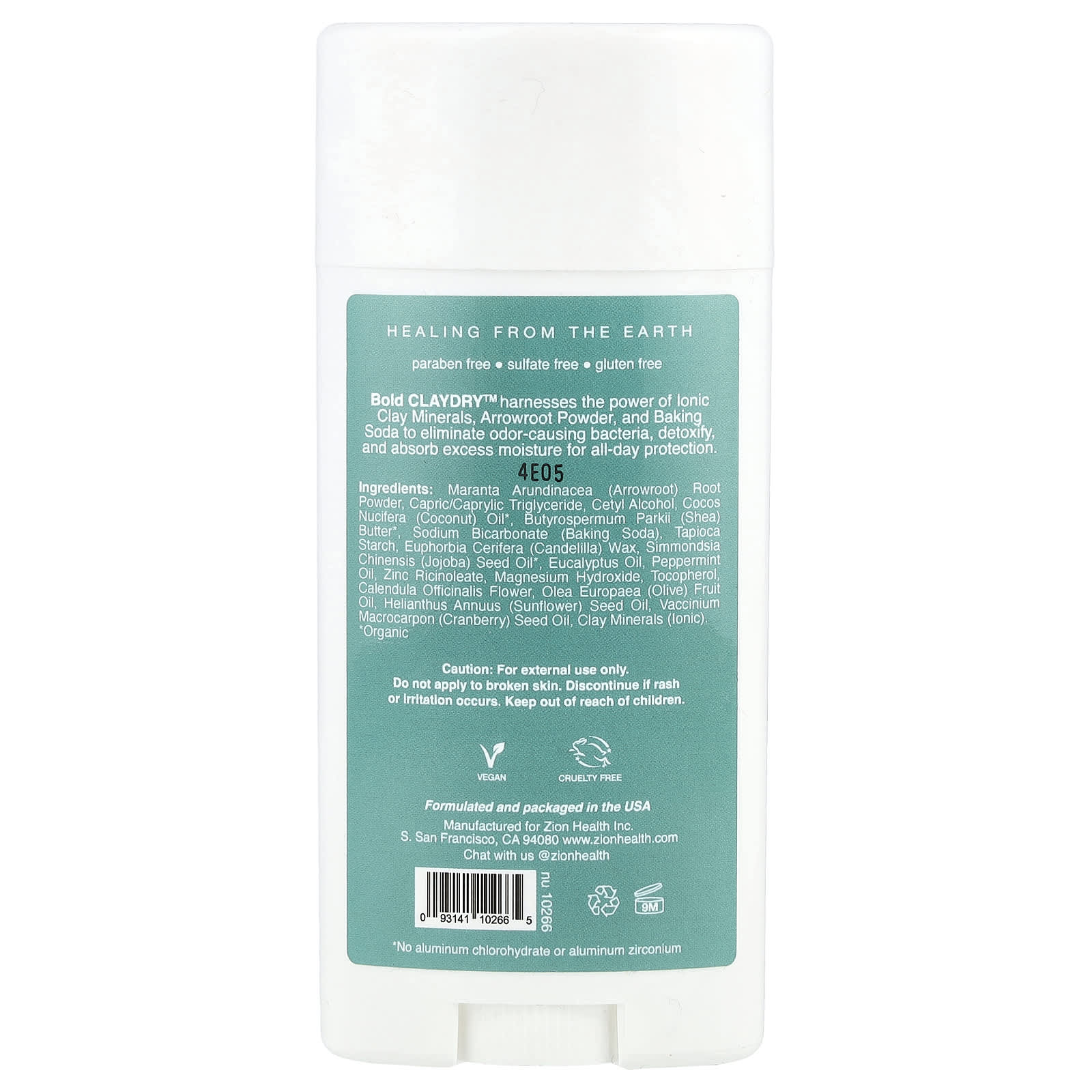 Zion Health, Bold, ClayDry Deodorant, Eucalyptus Mint, 2.8 oz (80 g) - Image 2