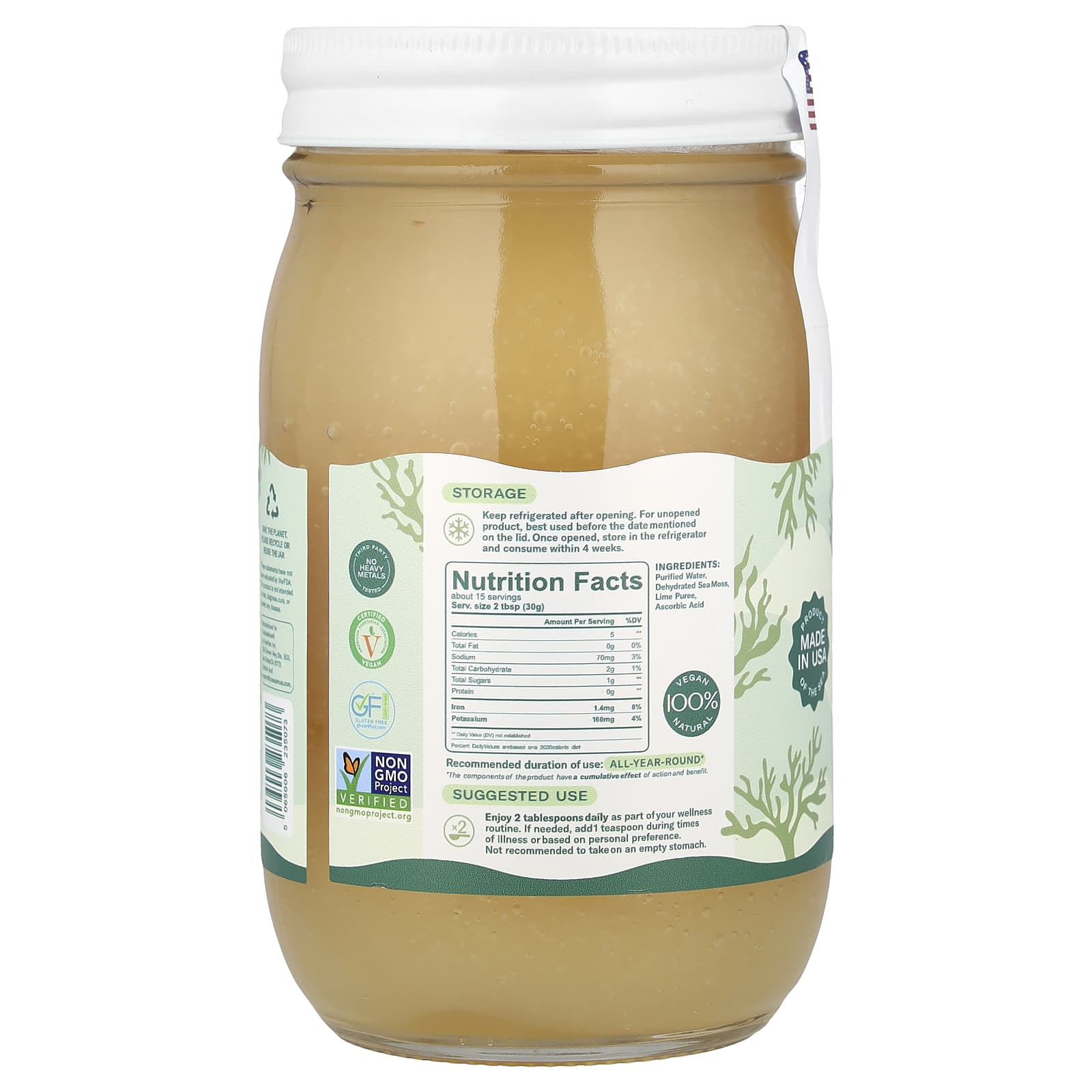 True Sea Moss, Natural Superfood, From The Sea, Wildcrafted, 16 fl oz (473 ml) - Image 2