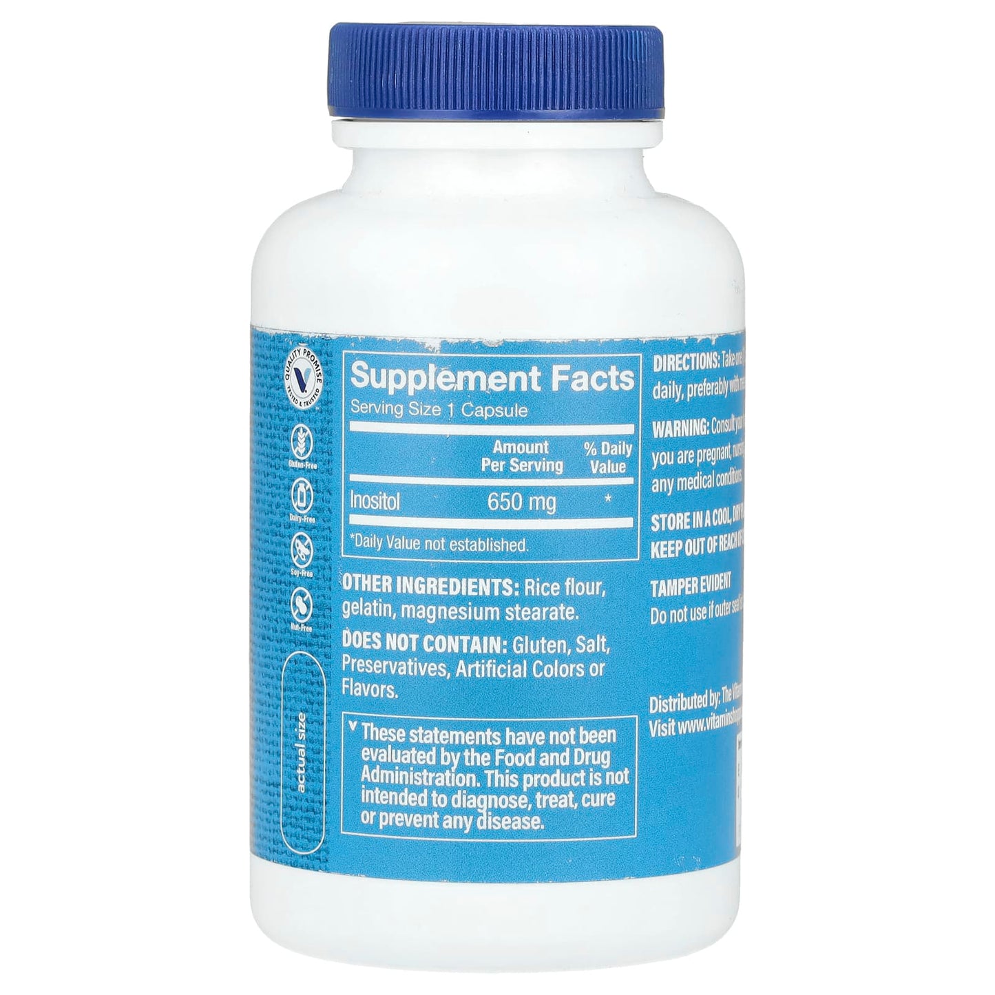 The Vitamin Shoppe, Inositol, 650 mg, 100 Capsules - Image 2