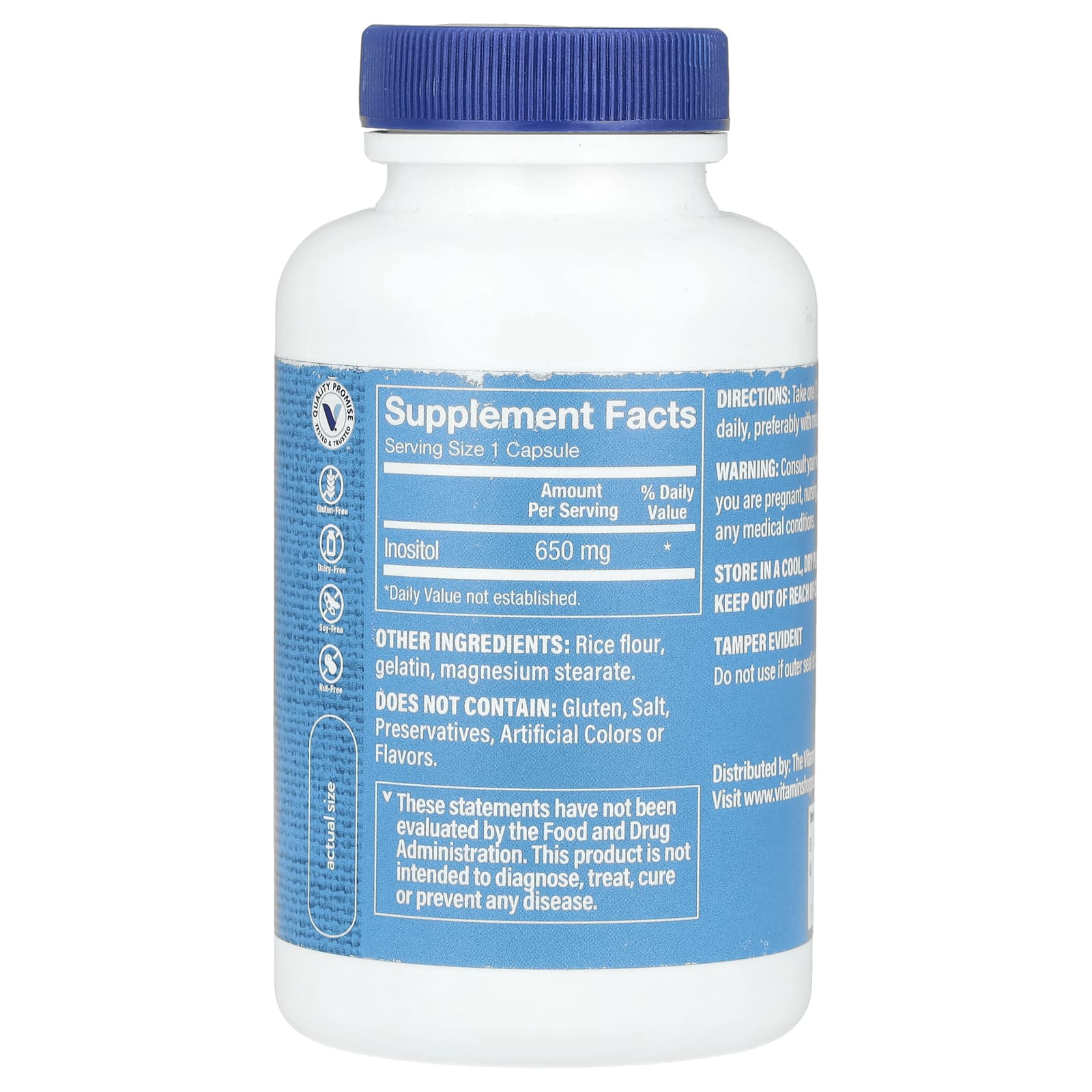The Vitamin Shoppe, Inositol, 650 mg, 100 Capsules - Image 2