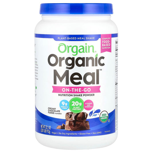 Orgain, Organic Meal™, On-The-Go, Nutrition Plant-Based Shake Powder, Creamy Chocolate Fudge, 2.01 lb (912 g) - Image 1