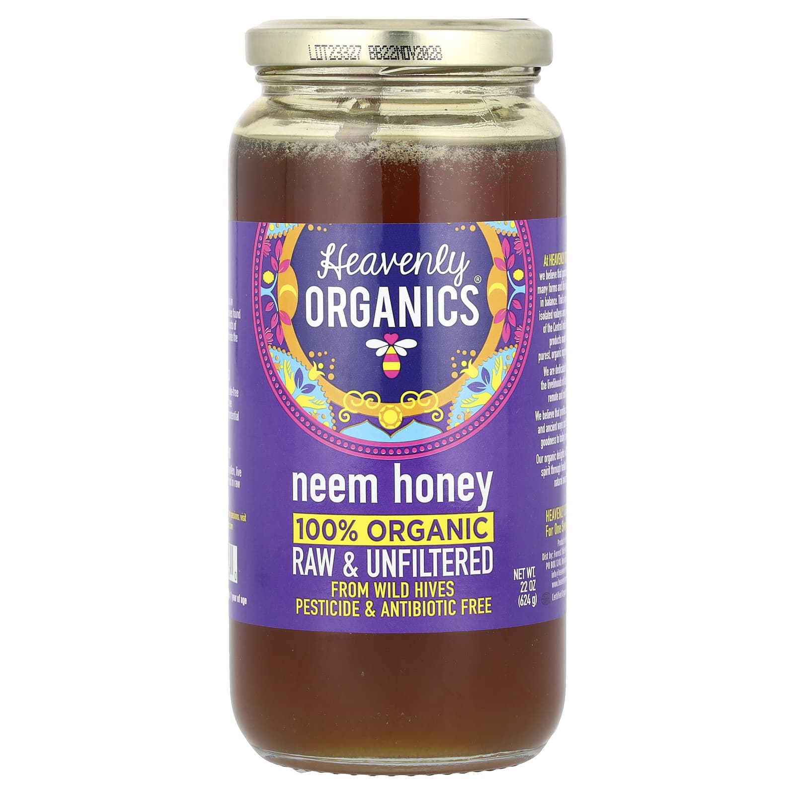 Heavenly Organics USDA Organic Neem Honey, 22 oz (624 g) - Image 1