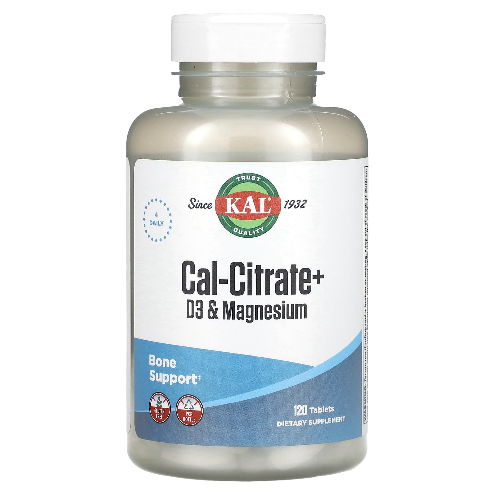 Support Healthy Bones with KAL Cal-Citrate+ D3 & Magnesium, 120 Tablets - Image 1