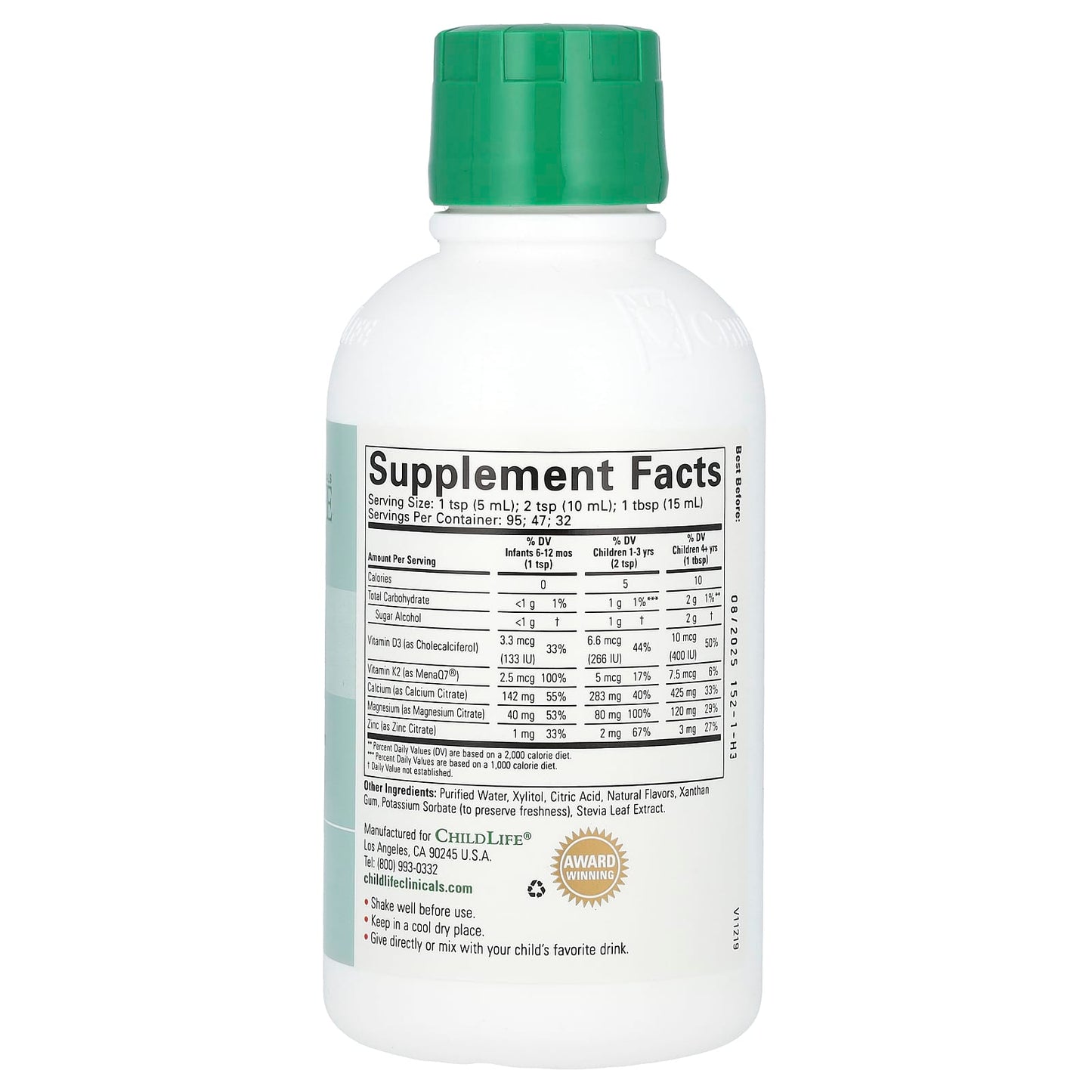 ChildLife Clinicals Liquid Calcium/Magnesium Supplement for Kids with Vitamins D3 & K2 - Image 2