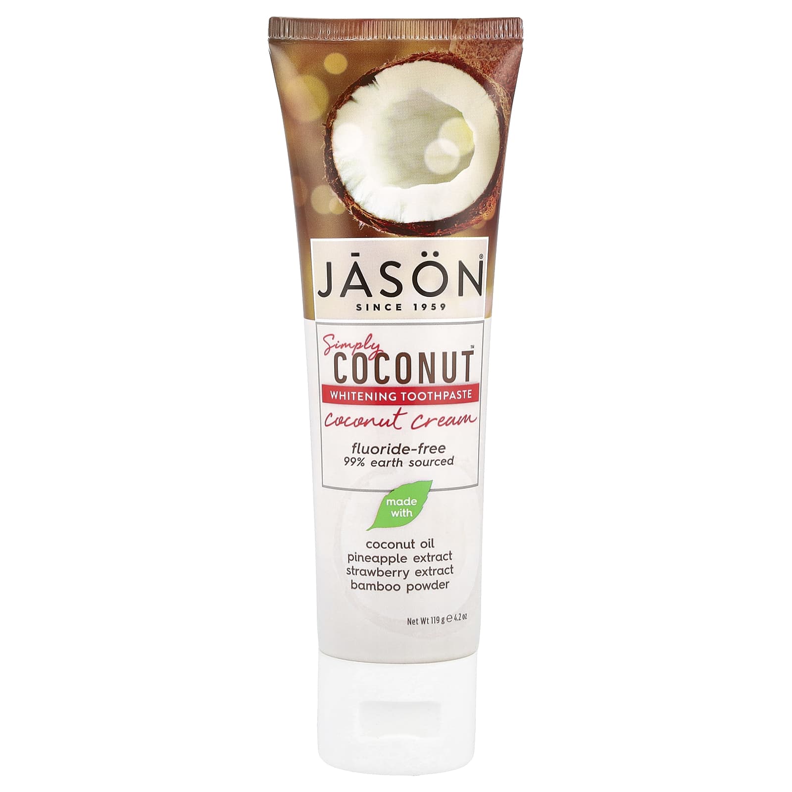 Jason Natural Simply Coconut Whitening Toothpaste, 4.2 oz (119g) - Image 1