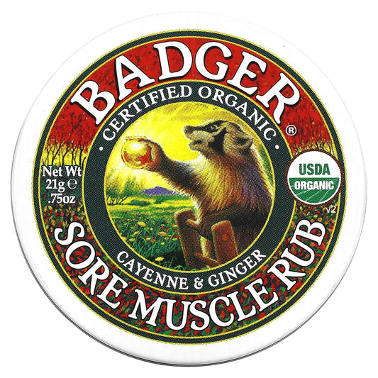 Badger Organic Sore Muscle Rub with Cayenne & Ginger - 0.75 oz - Image 1