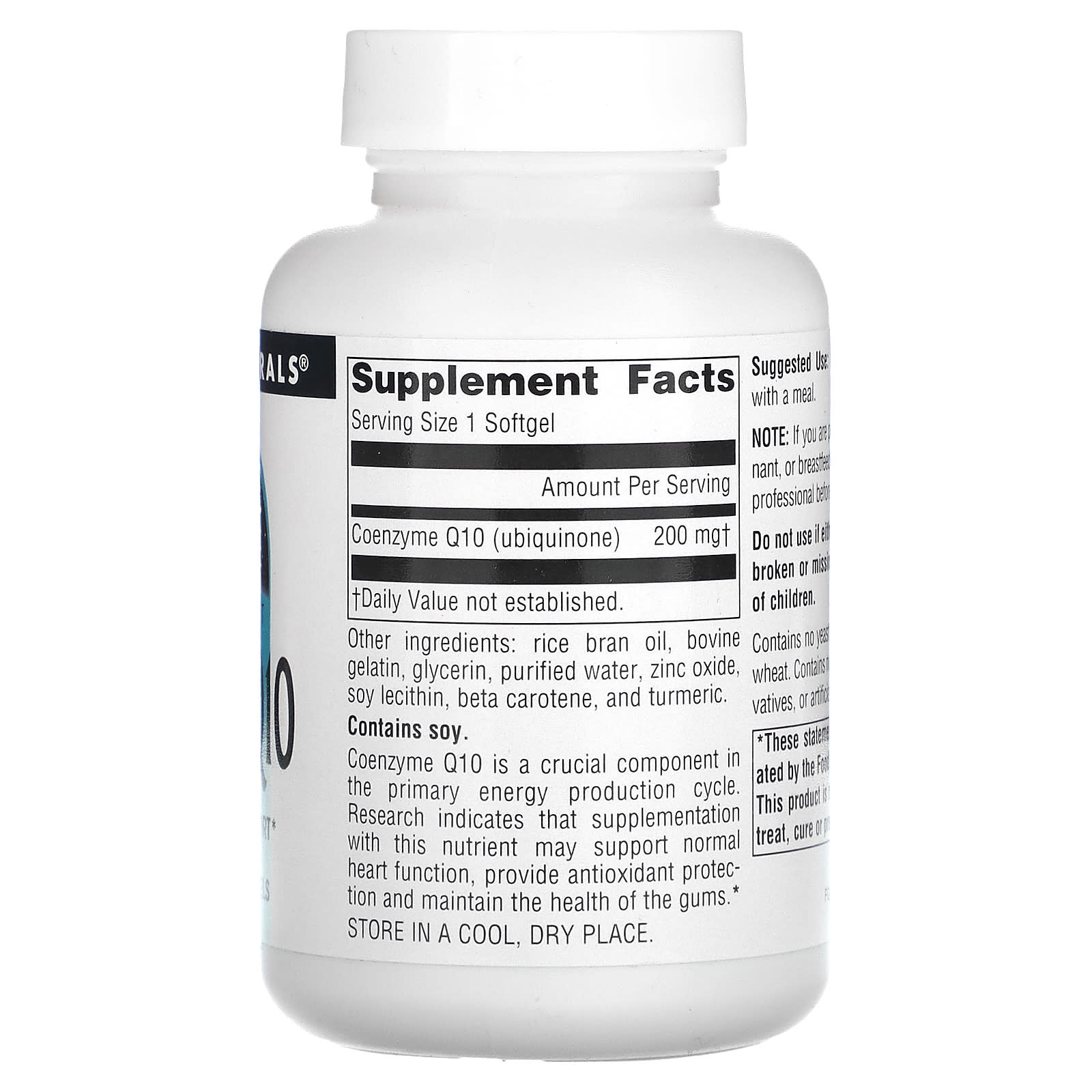 Source Naturals, Coenzyme Q10, 200 mg, 60 Softgels - Image 2