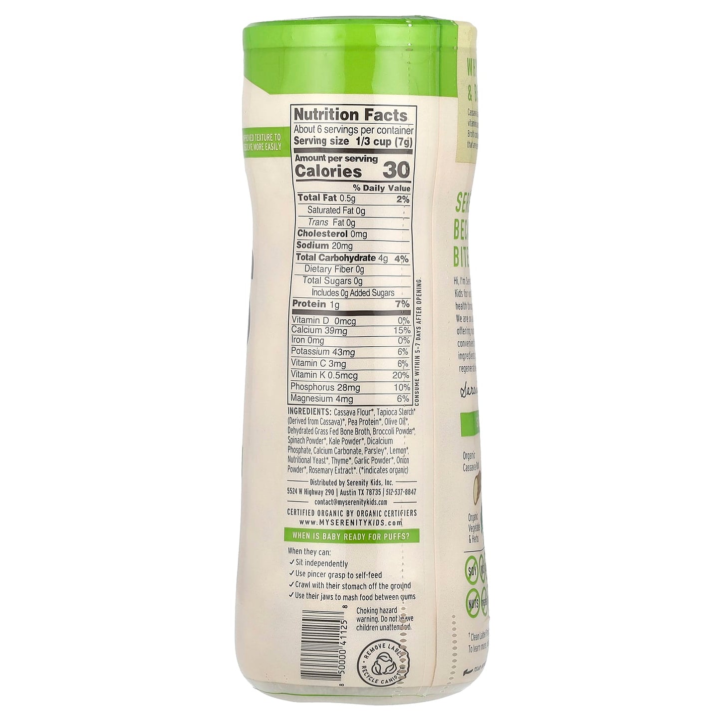 Serenity Kids, Grain Free Puffs, Broccoli & Spinach, 1.5 oz (42 g) - Image 2
