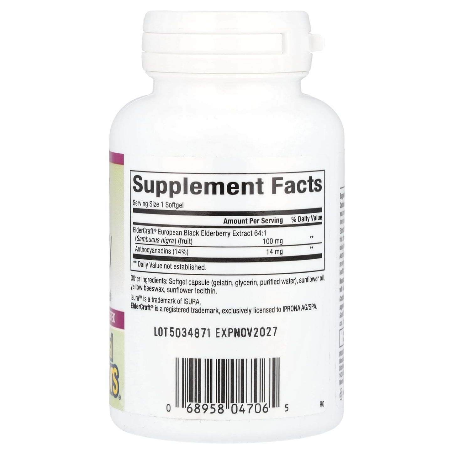 Natural Factors, Black Elderberry, 100 mg, 60 Fast-Acting Softgels - Image 2