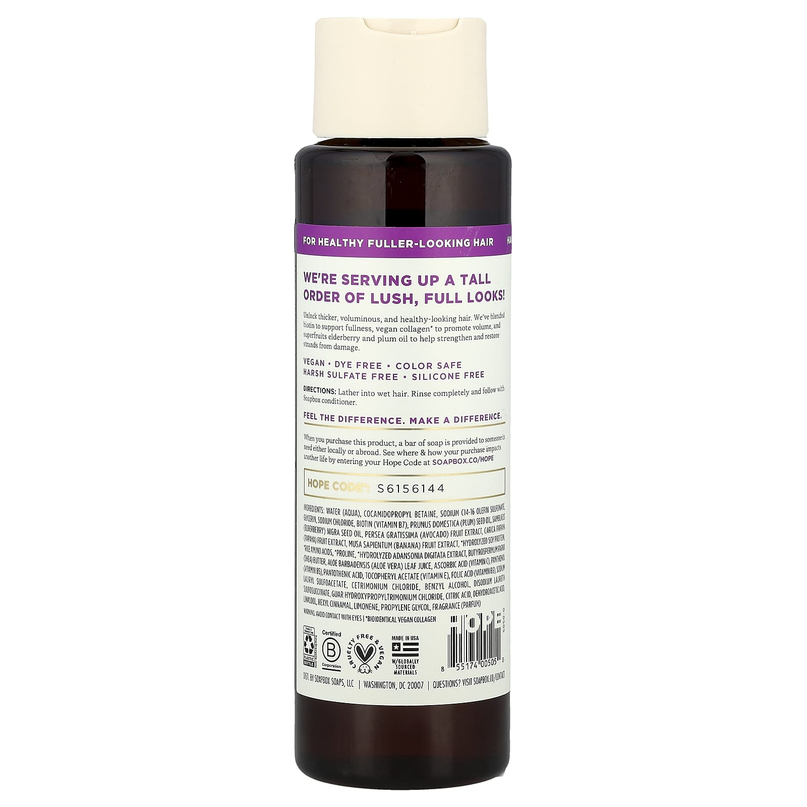 Soapbox, Restore & Volume Shampoo, Biotin & Superfruit, 16 fl oz (473 ml) - Image 2