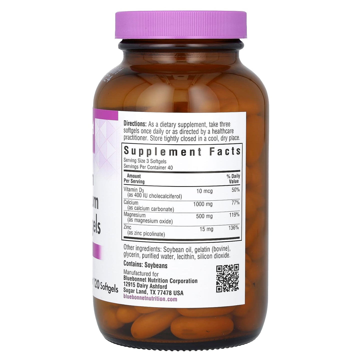 Bluebonnet Nutrition Calcium Magnesium Zinc Supplement, Softgels for Bone Health - Image 2