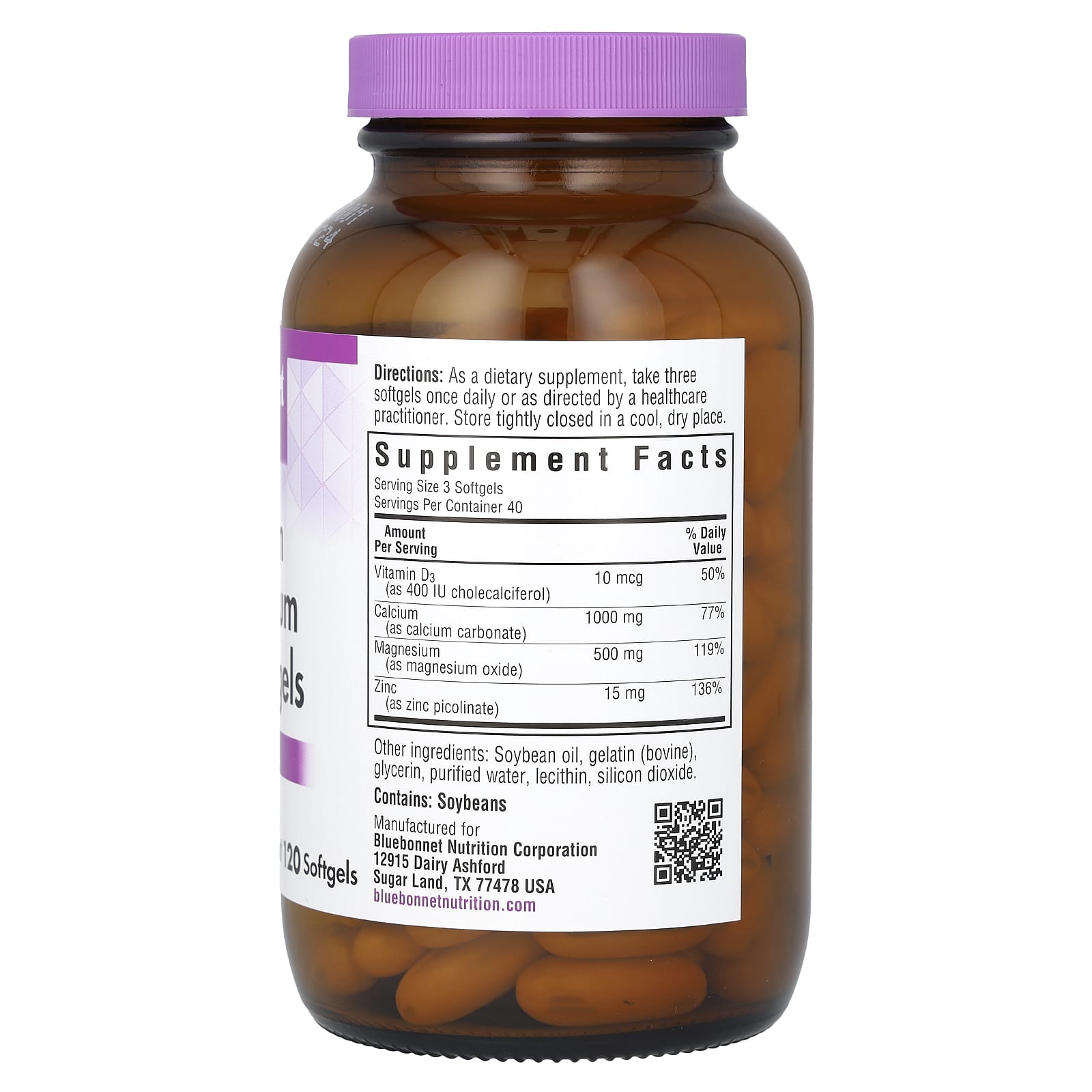 Bluebonnet Nutrition Calcium Magnesium Zinc Supplement, Softgels for Bone Health - Image 2