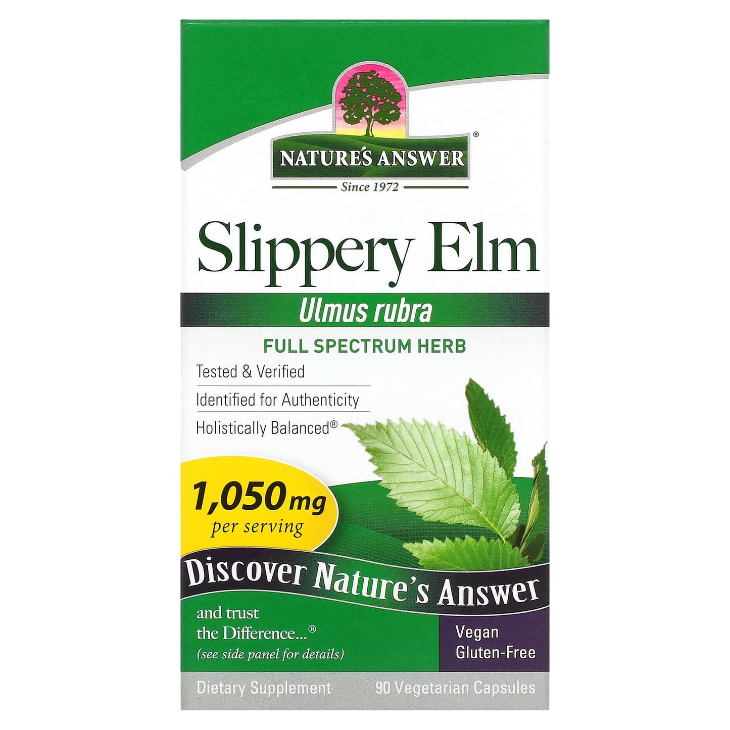 Nature's Answer, Slippery Elm, 90 Vegetarian Capsules (350 mg per Capsule) - Image 1