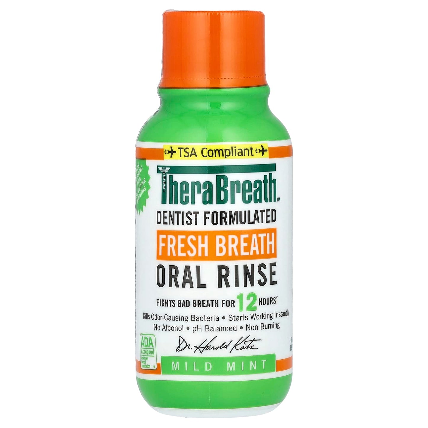 TheraBreath, Fresh Breath Oral Rinse, Mild Mint, 3 fl oz (88.7 ml) - Image 1