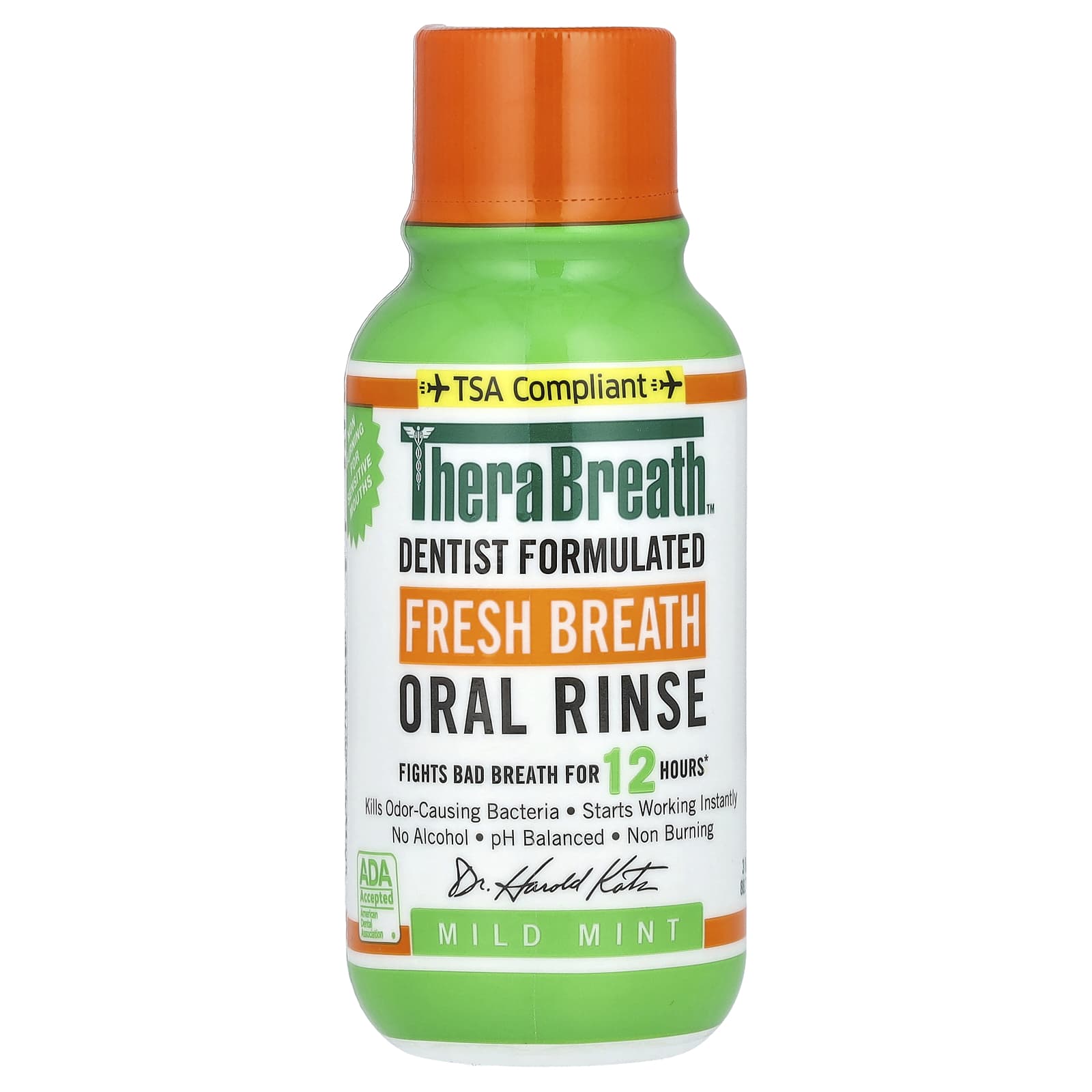 TheraBreath, Fresh Breath Oral Rinse, Mild Mint, 3 fl oz (88.7 ml) - Image 1