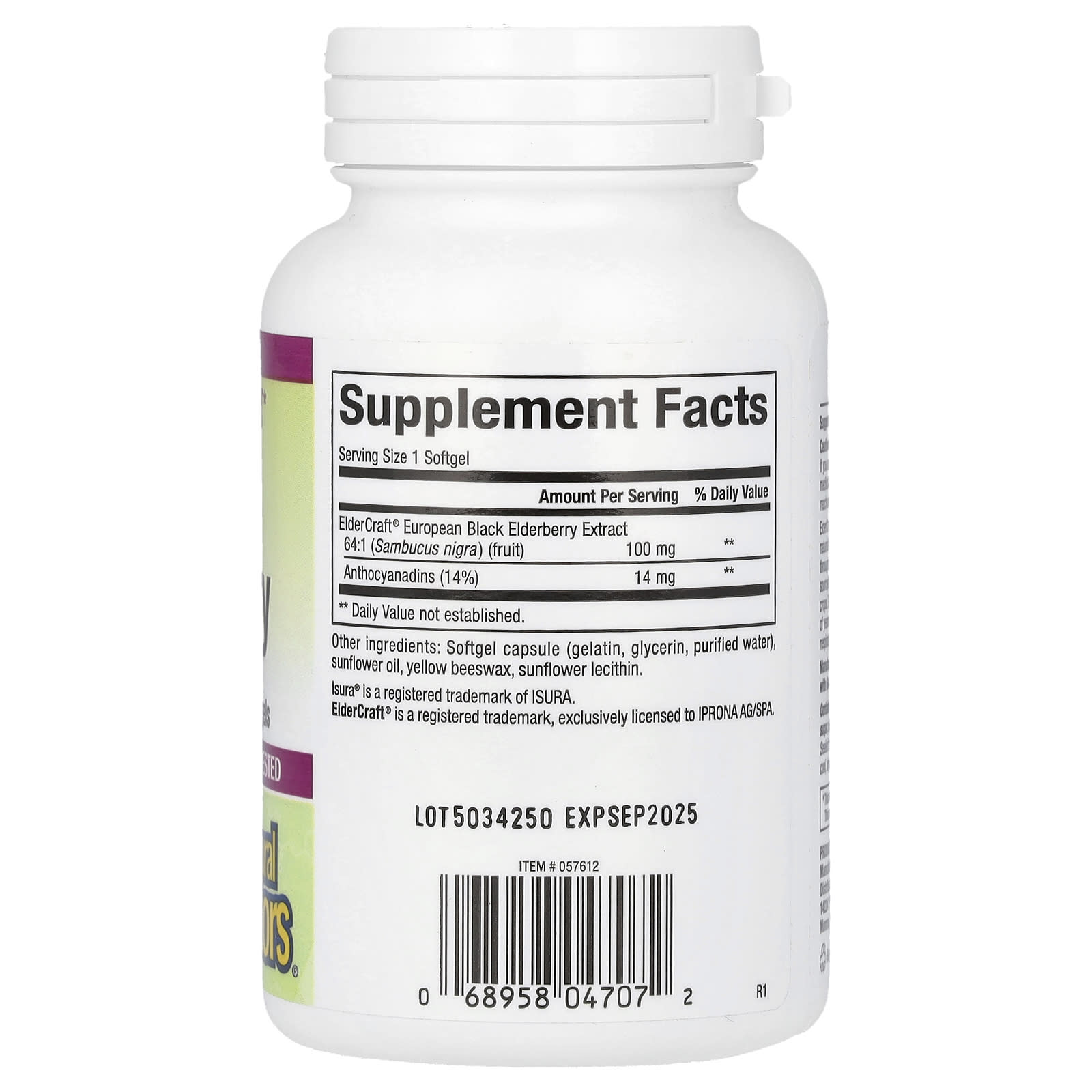 Natural Factors, Sambucus Black Elderberry, 100 mg, 120 Fast-Acting Softgels - Image 2